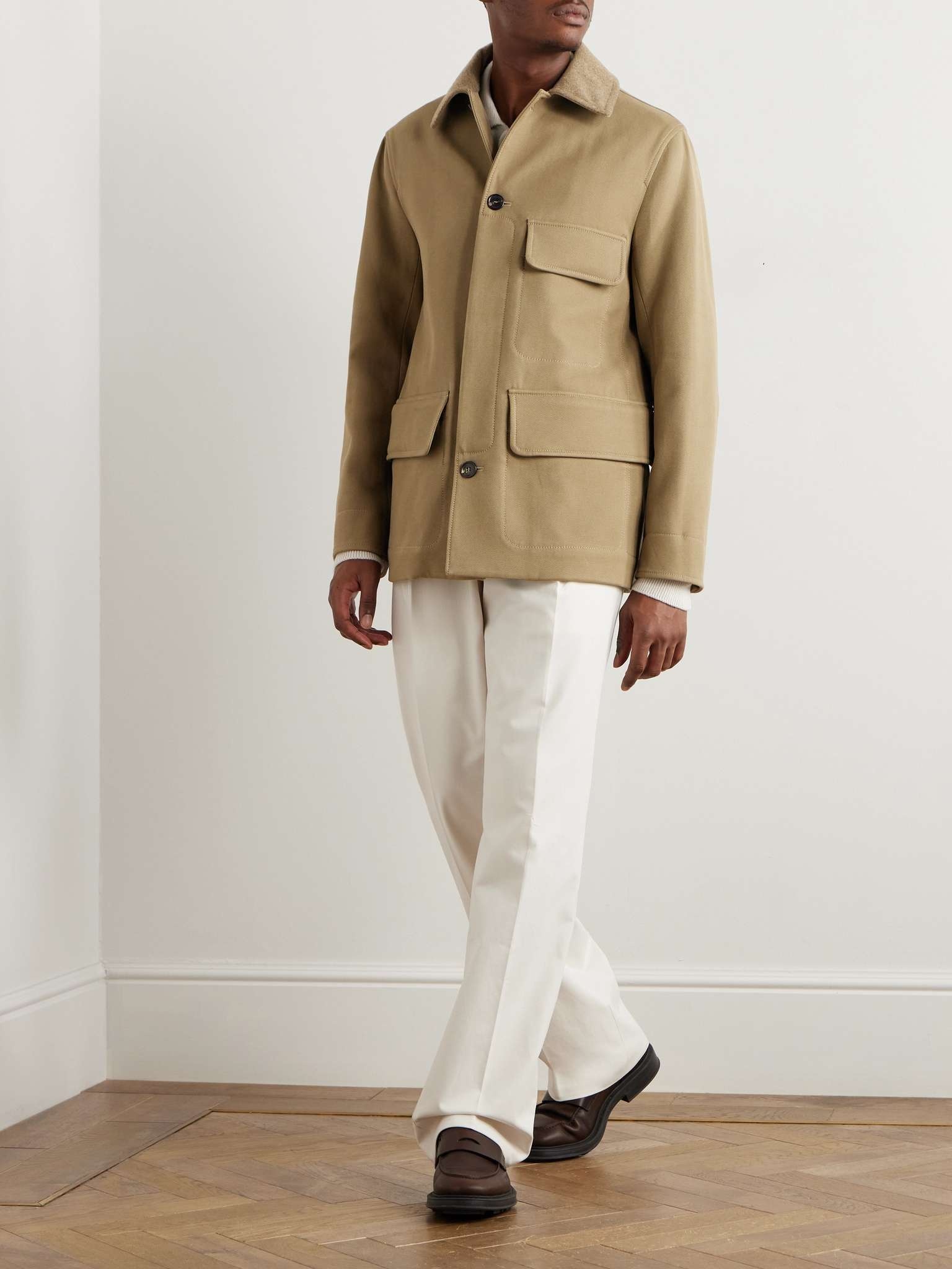 Barth Caban Felt and Leather-Trimmed Cotton-Gabardine Jacket - 2