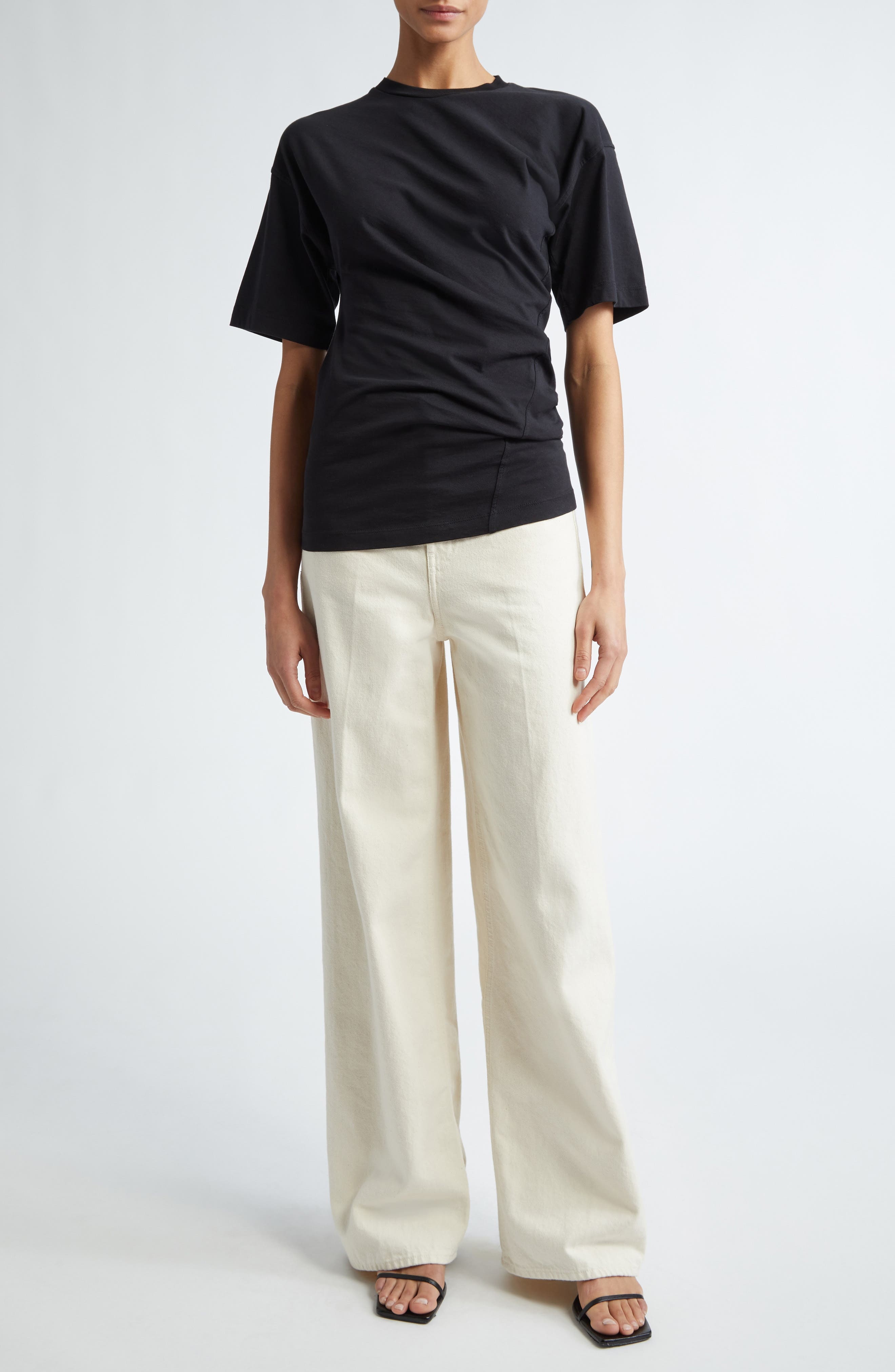TOTEME Wide Leg Denim Pants in Ecru at Nordstrom - 2