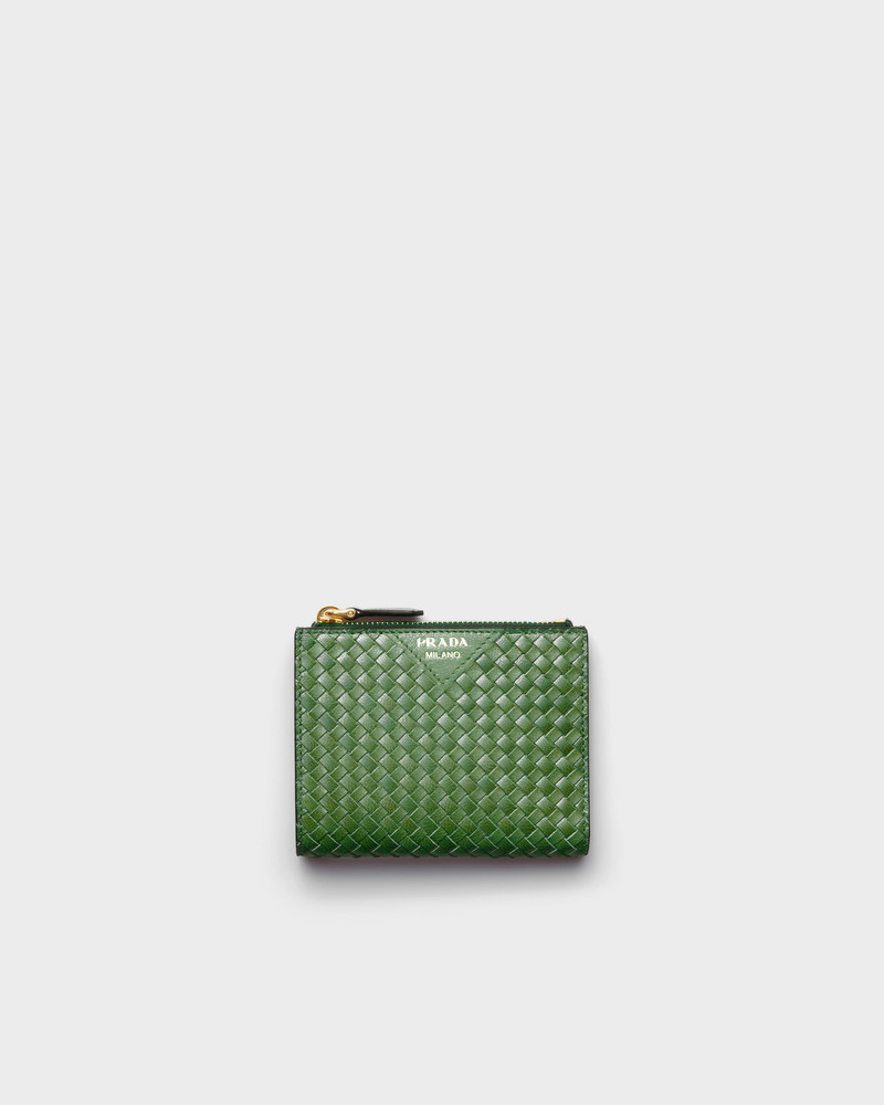 Small woven madras leather wallet 1