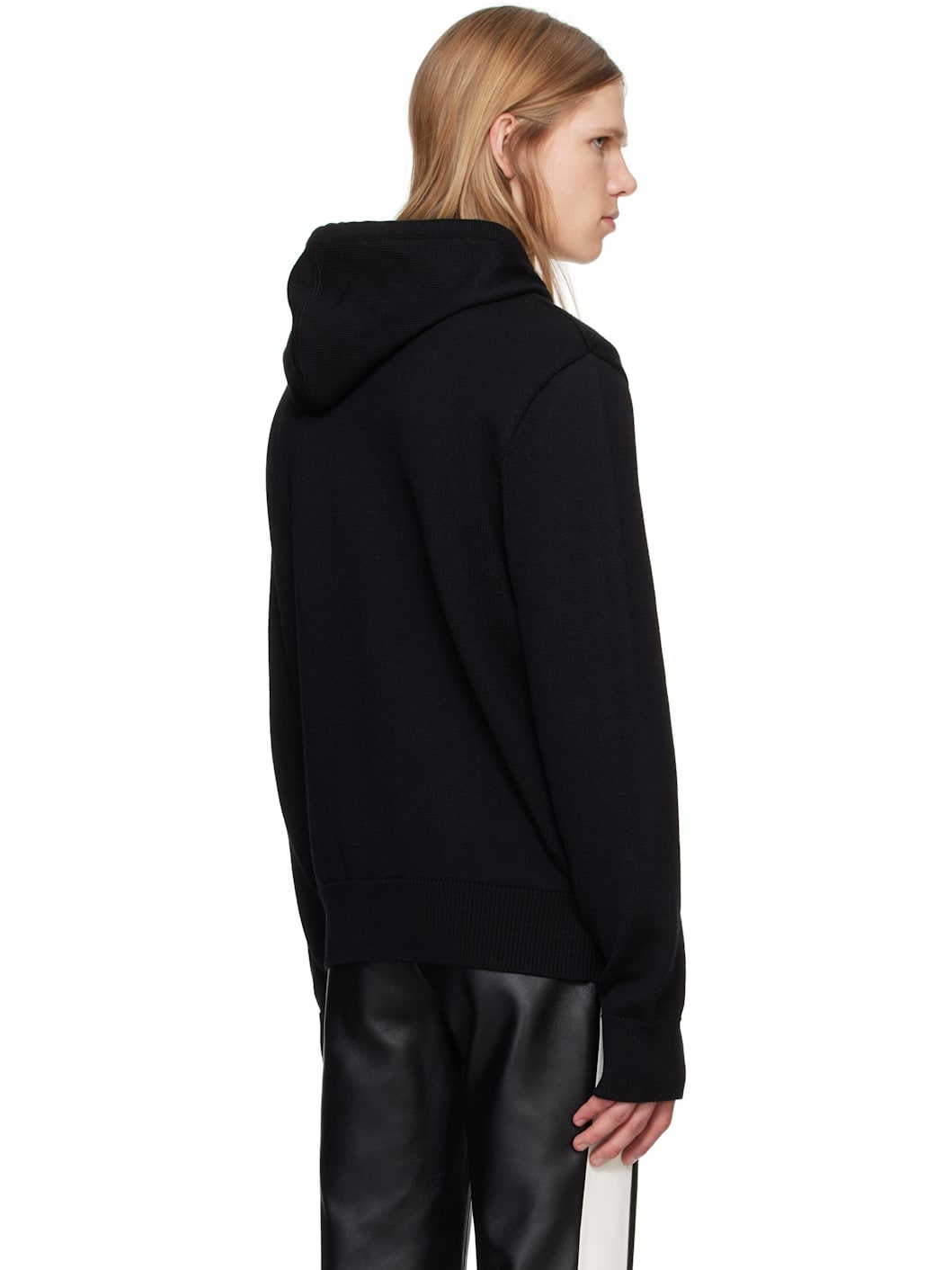 Black Zipped Wool Hoodie - 3