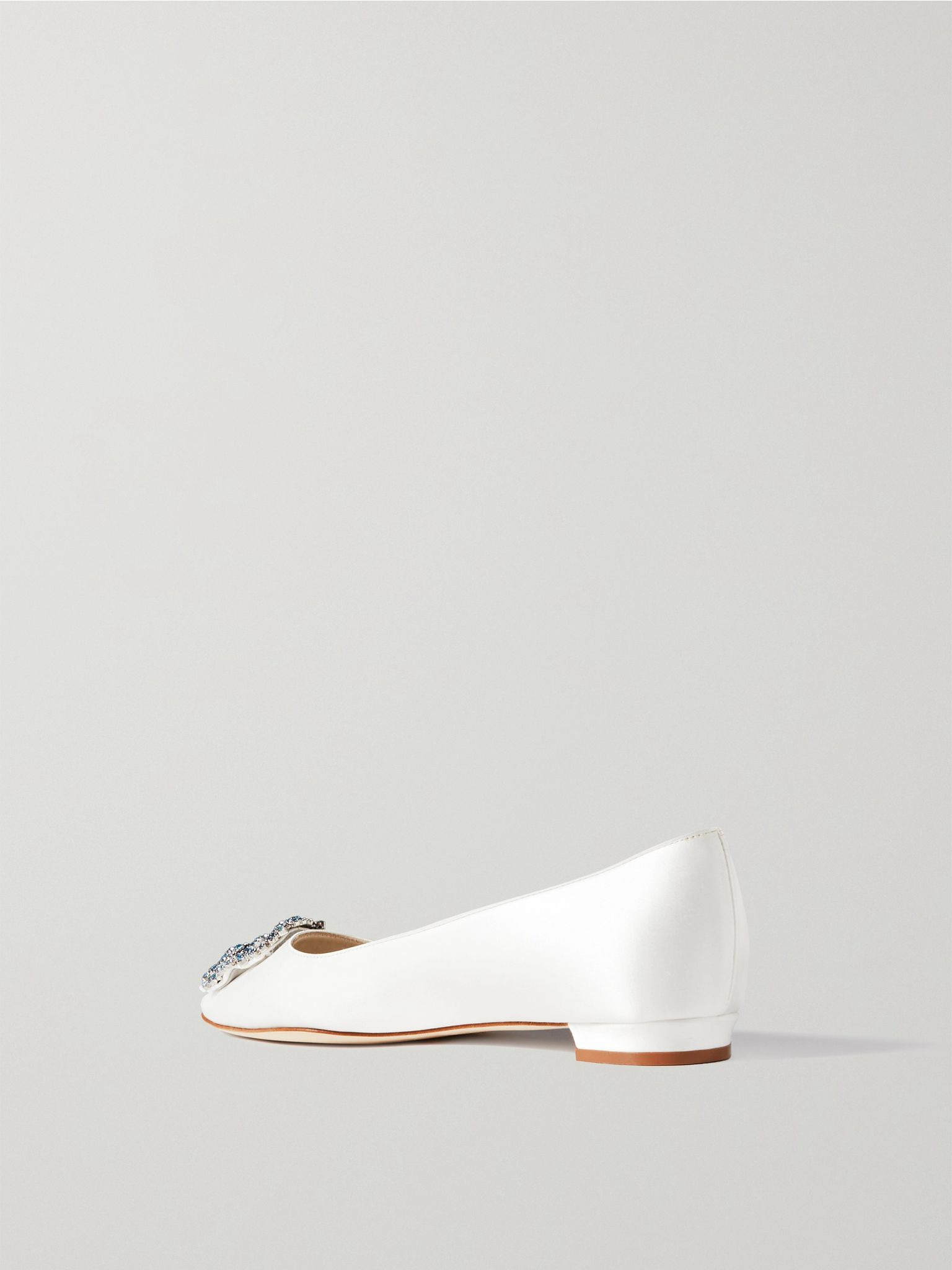 Hangisiflat crystal-embellished satin point-toe flats White - 3