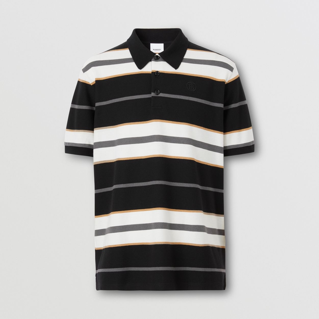 Striped Cotton Cashmere Polo Shirt - 1