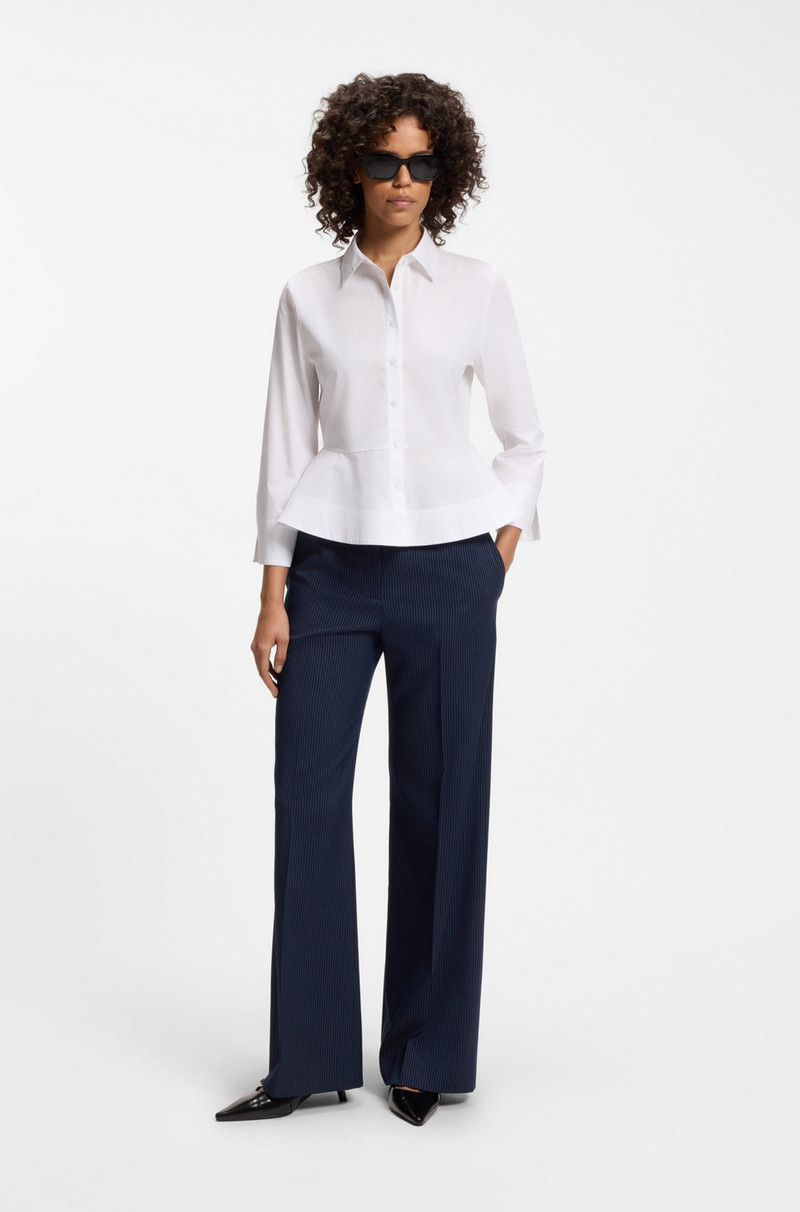 HUGO SLIM-FIT BLOUSE IN COTTON WITH PEPLUM HEM outlook