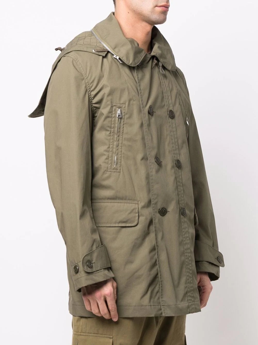 hooded double-breasted parka - 3