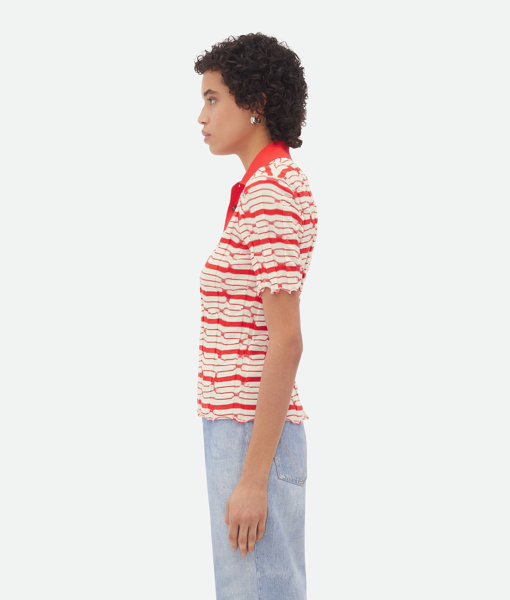Distorted Stripe Cotton Polo - 2
