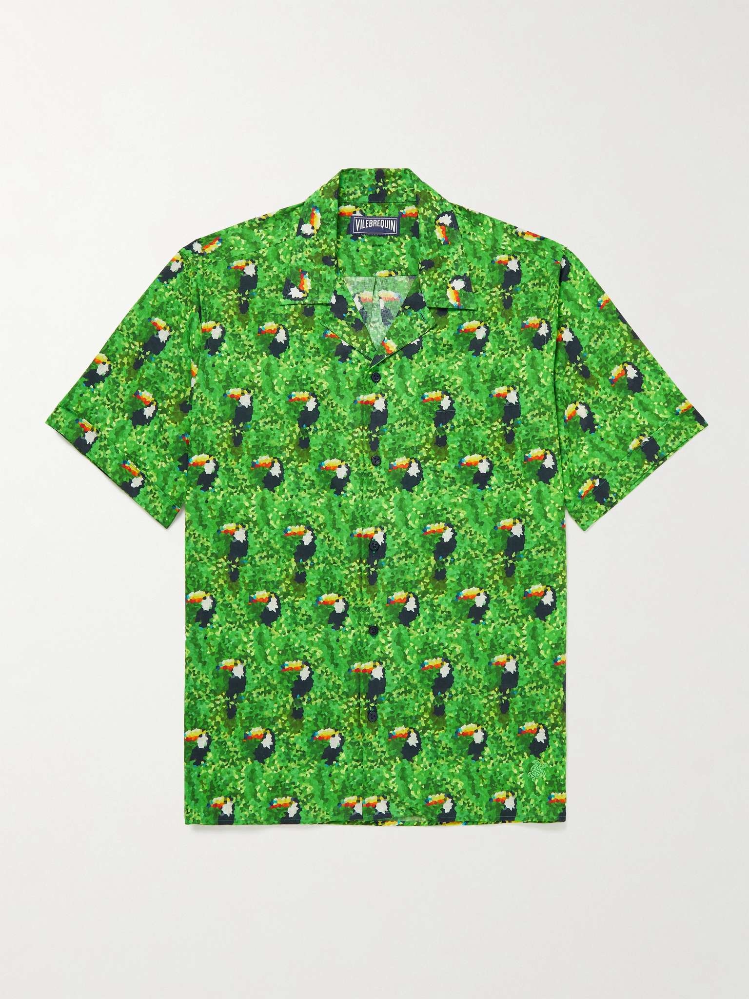 Charli Camp-Collar Printed Cotton and Linen-Blend Shirt - 1