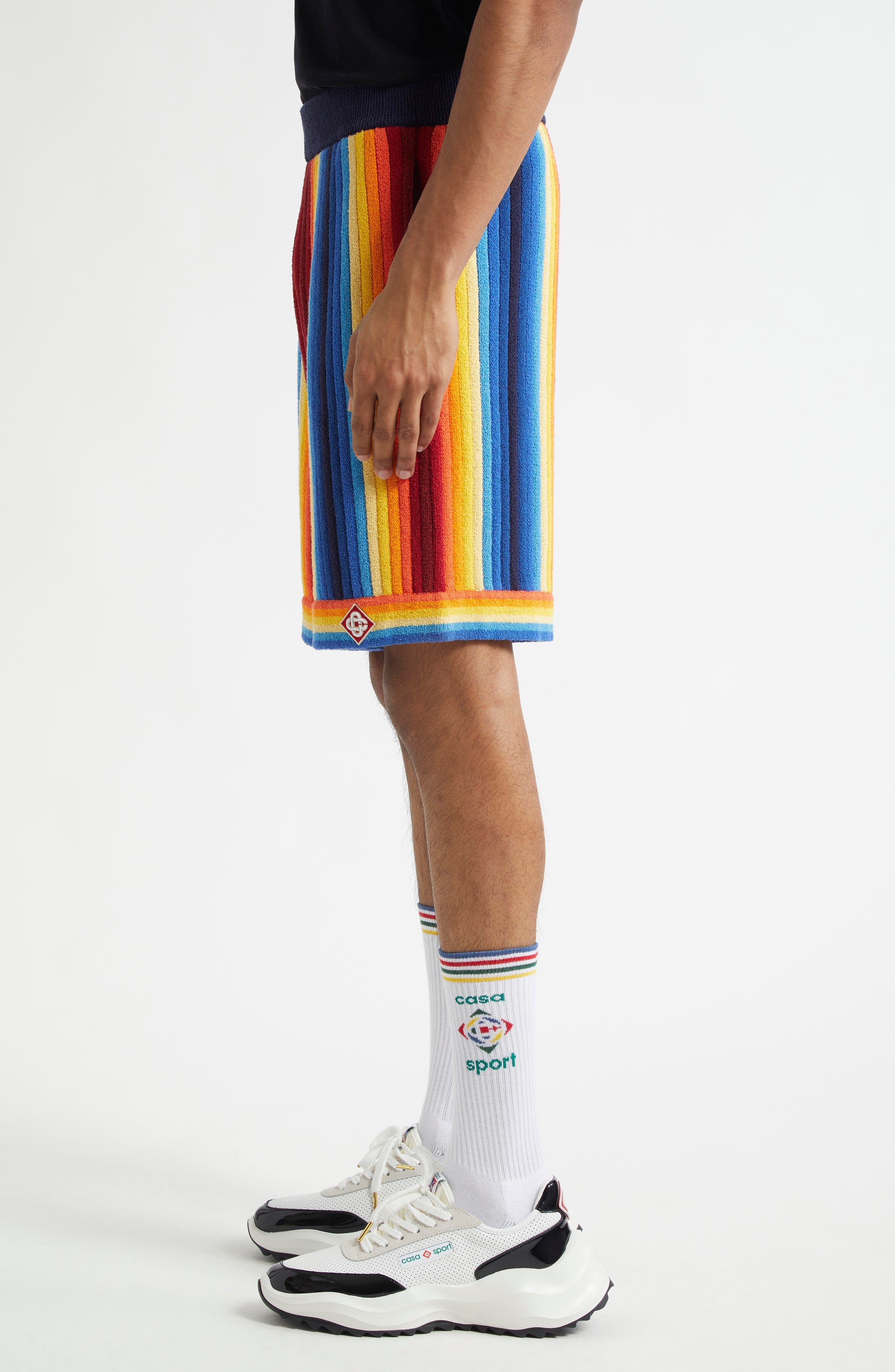 Casablanca Gradient Stripe Terry Cloth Shorts in Blue Multi at Nordstrom - 4