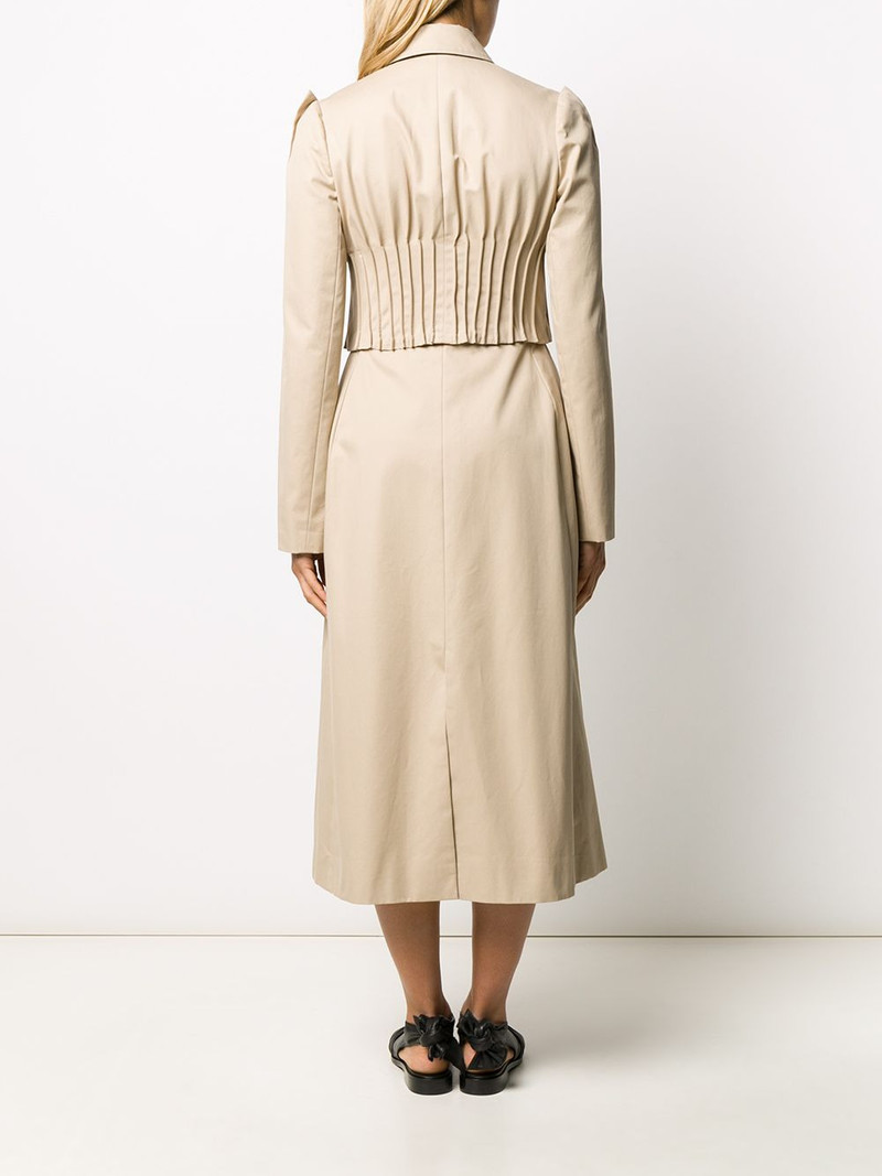 pleated detail flared single-breasted coat 4