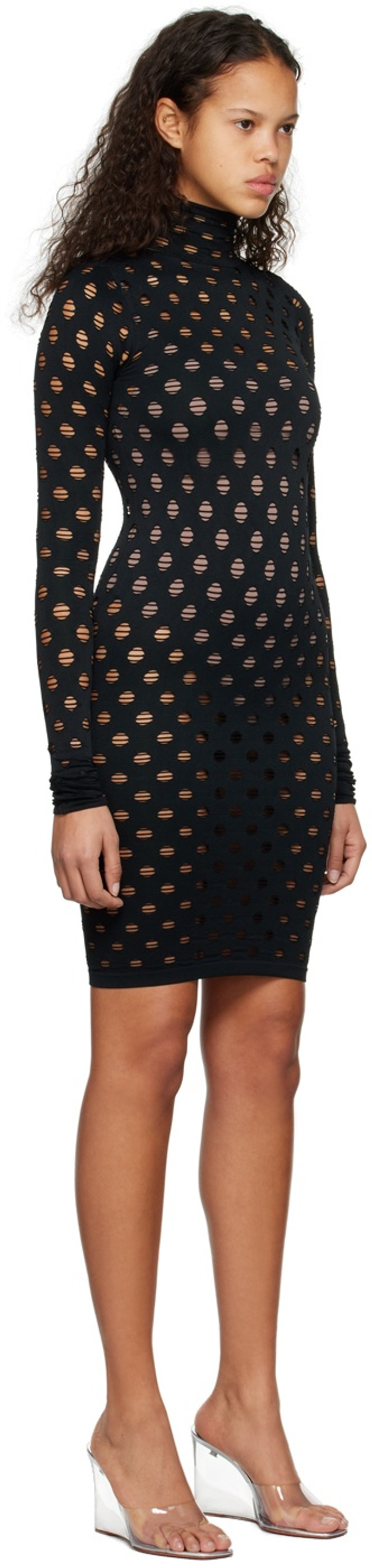 MAISIE WILEN Black Perforated Minidress outlook