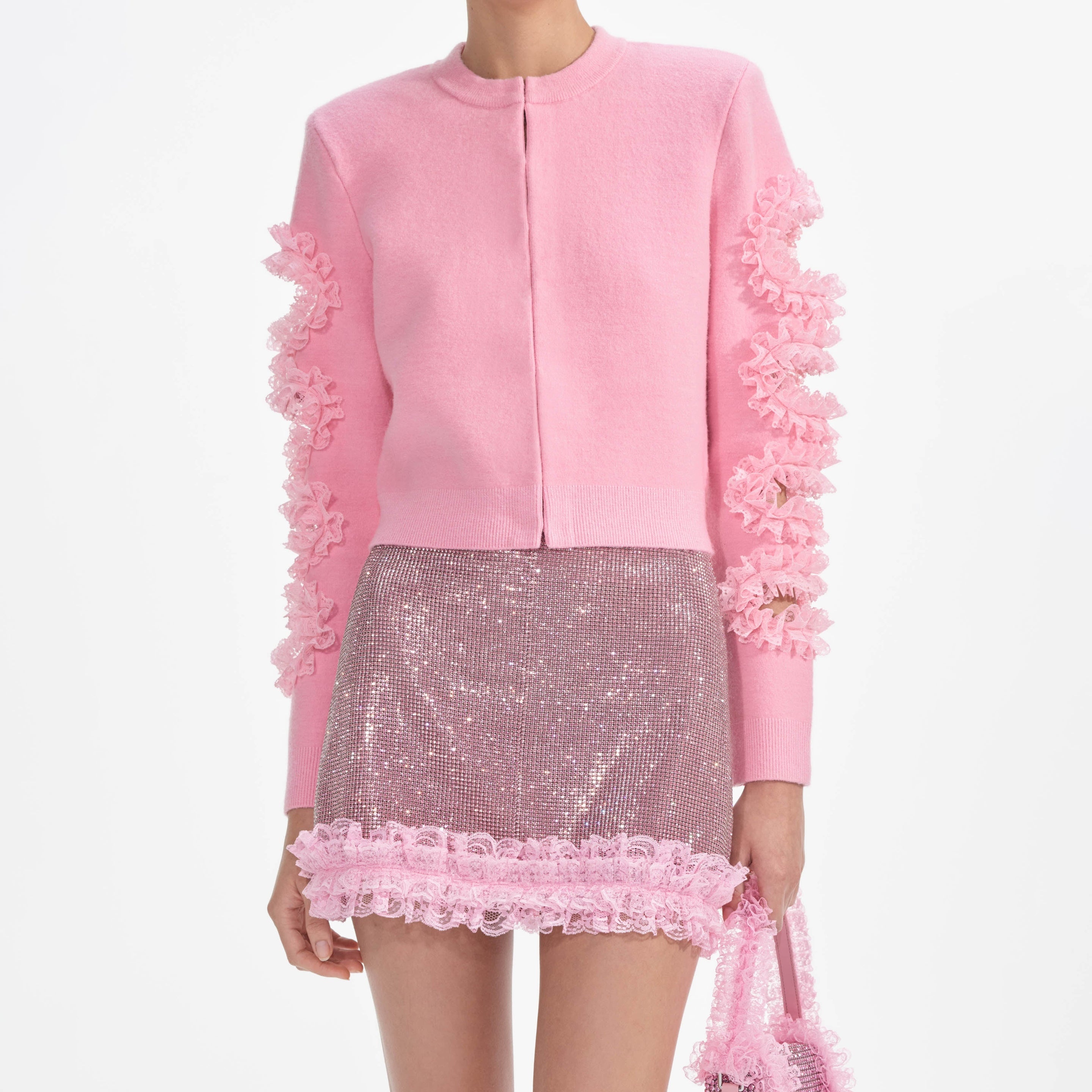 Pink Crystal Chainmail Mini Skirt - 4