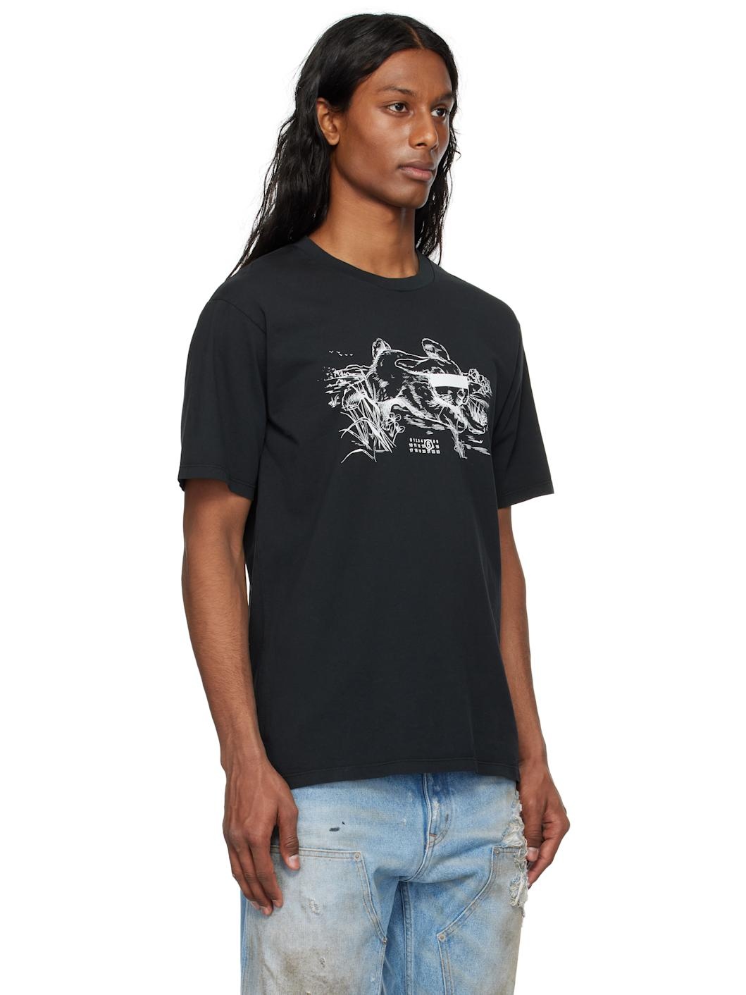 Black 'Suis le lapin blanc' T-shirt - 2