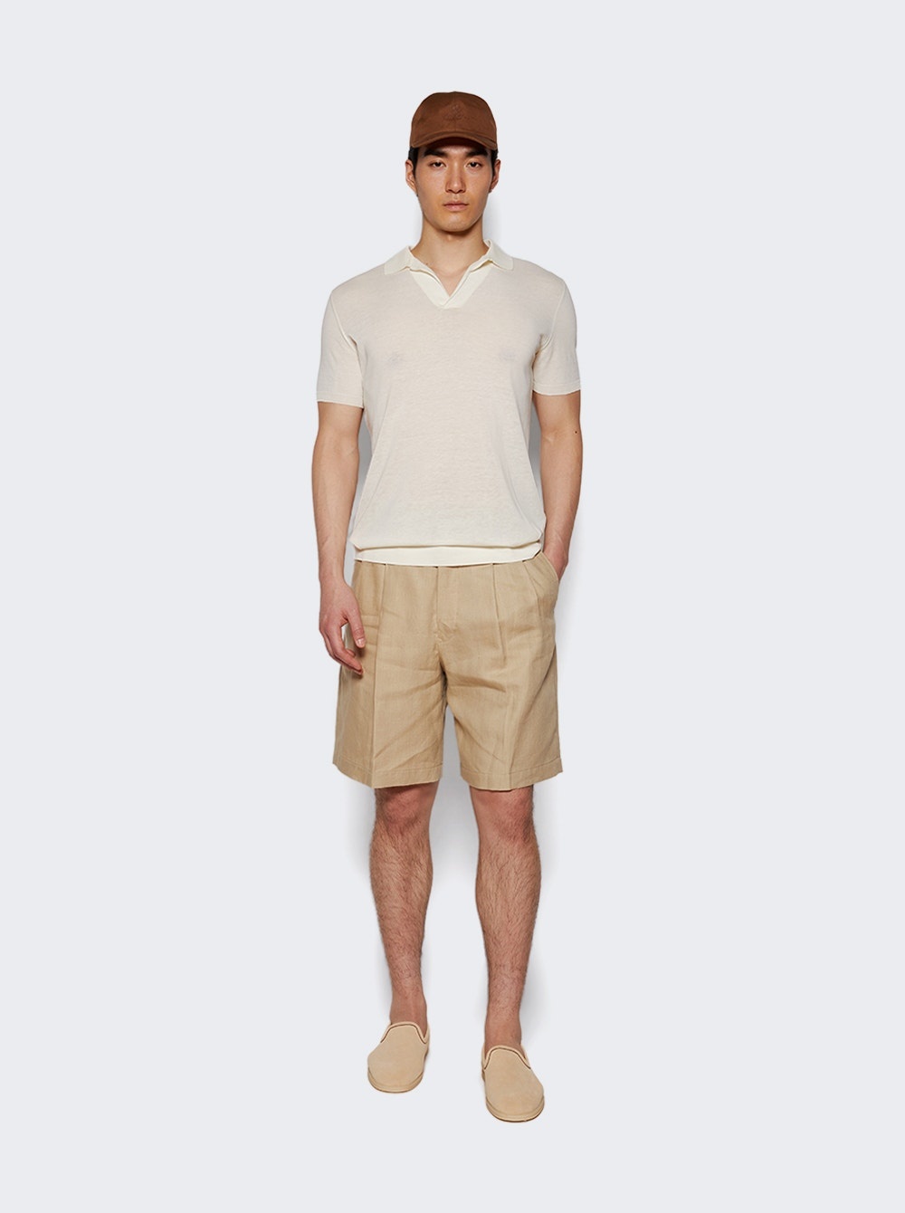 Joetsu Tropical Linen Bermuda Shorts Cornstalk Beige - 2