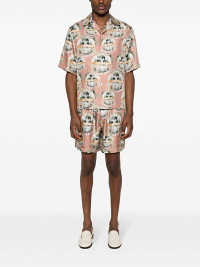 AMIRI graphic-print silk shorts outlook