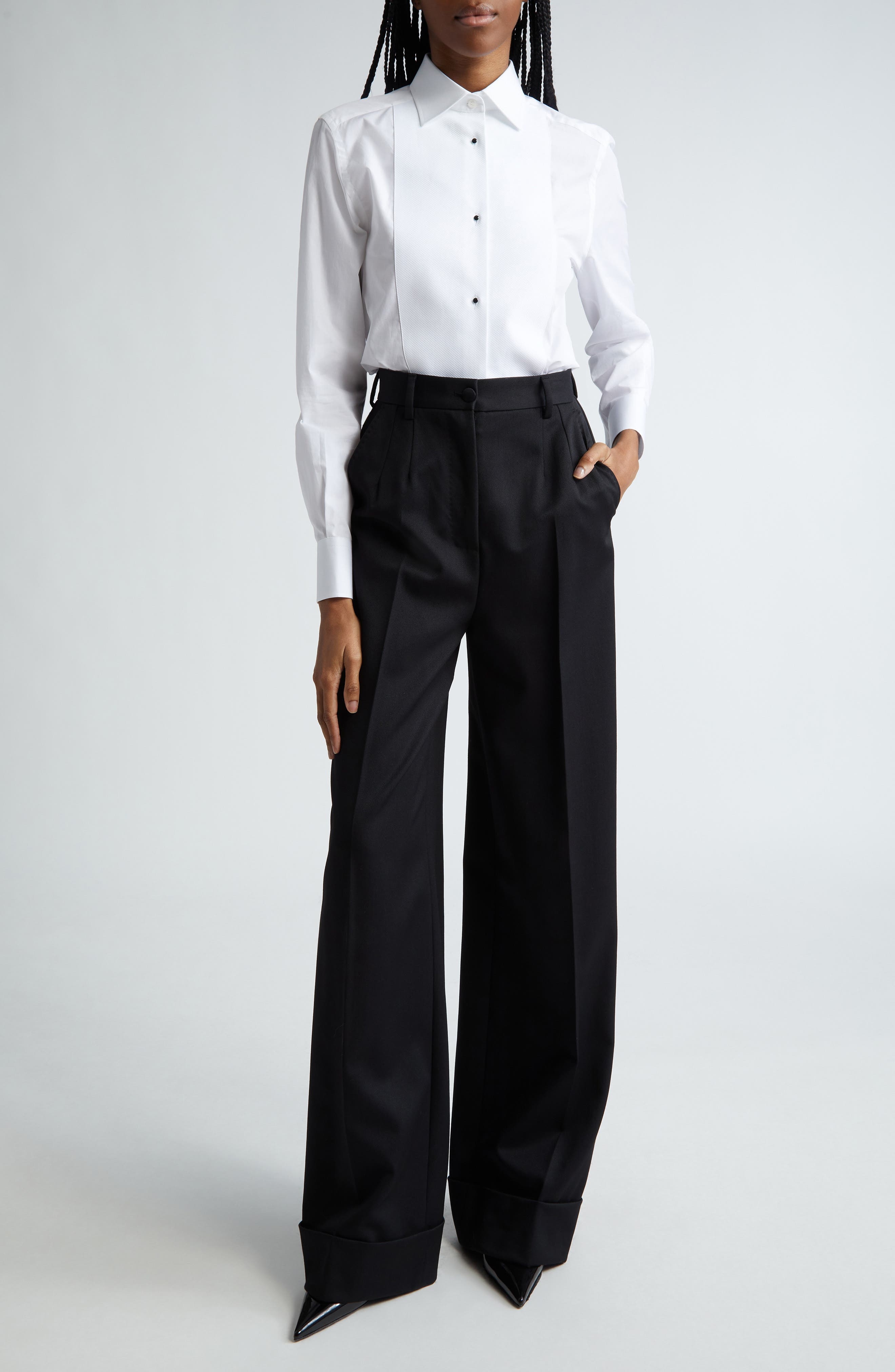 Piqué Knit Bib Cotton Tuxedo Shirt - 2