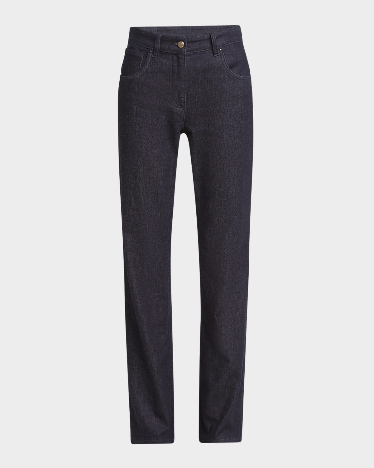 Cotton-Cashmere Denim Straight-Leg Trousers - 1