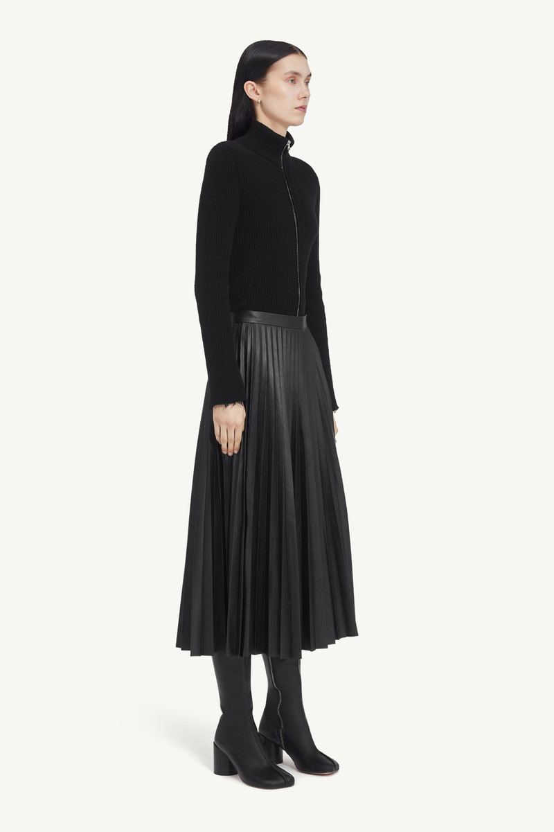 MM6 Maison Margiela Pleated Faux Leather Midi Skirt outlook