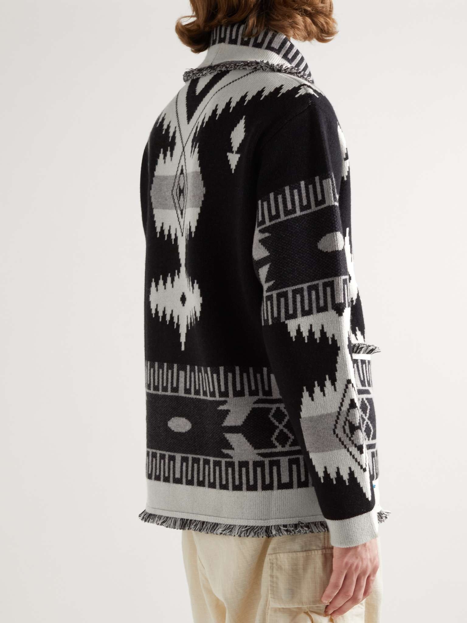 Icon Shawl-Collar Cashmere and Linen-Blend Jacquard Cardigan - 4