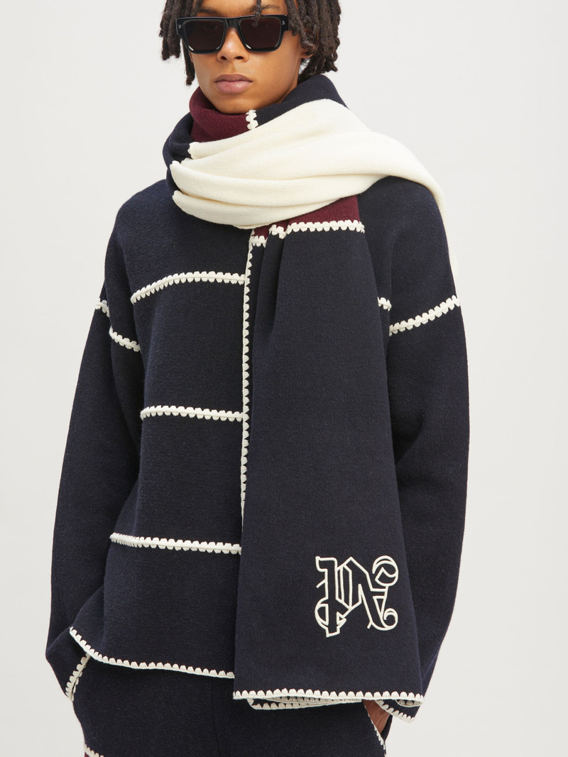 Palm Angels Monogram Striped Scarf outlook
