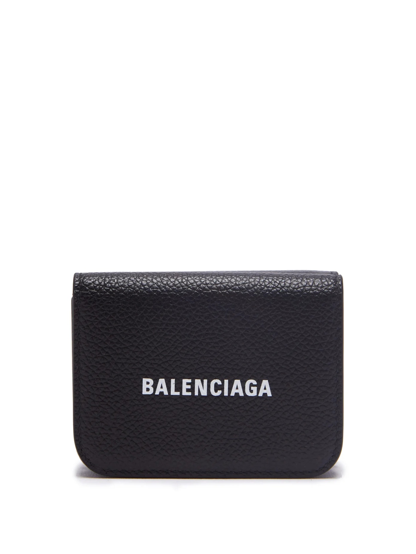 Logo-print mini grained-leather wallet - 1