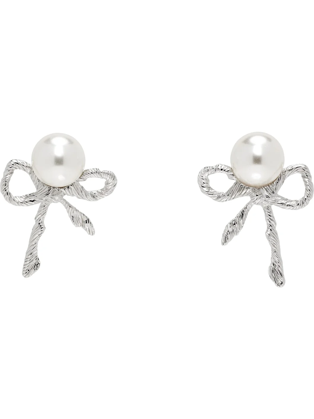 YVMIN Edition Twisted Rope Bow Faux-Pearl Earrings - 1
