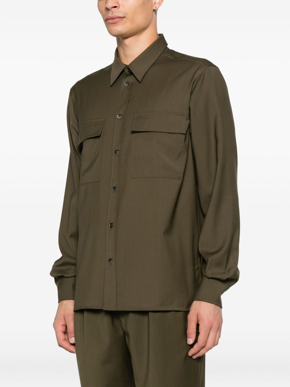 patch-pocket wool shirt - 3