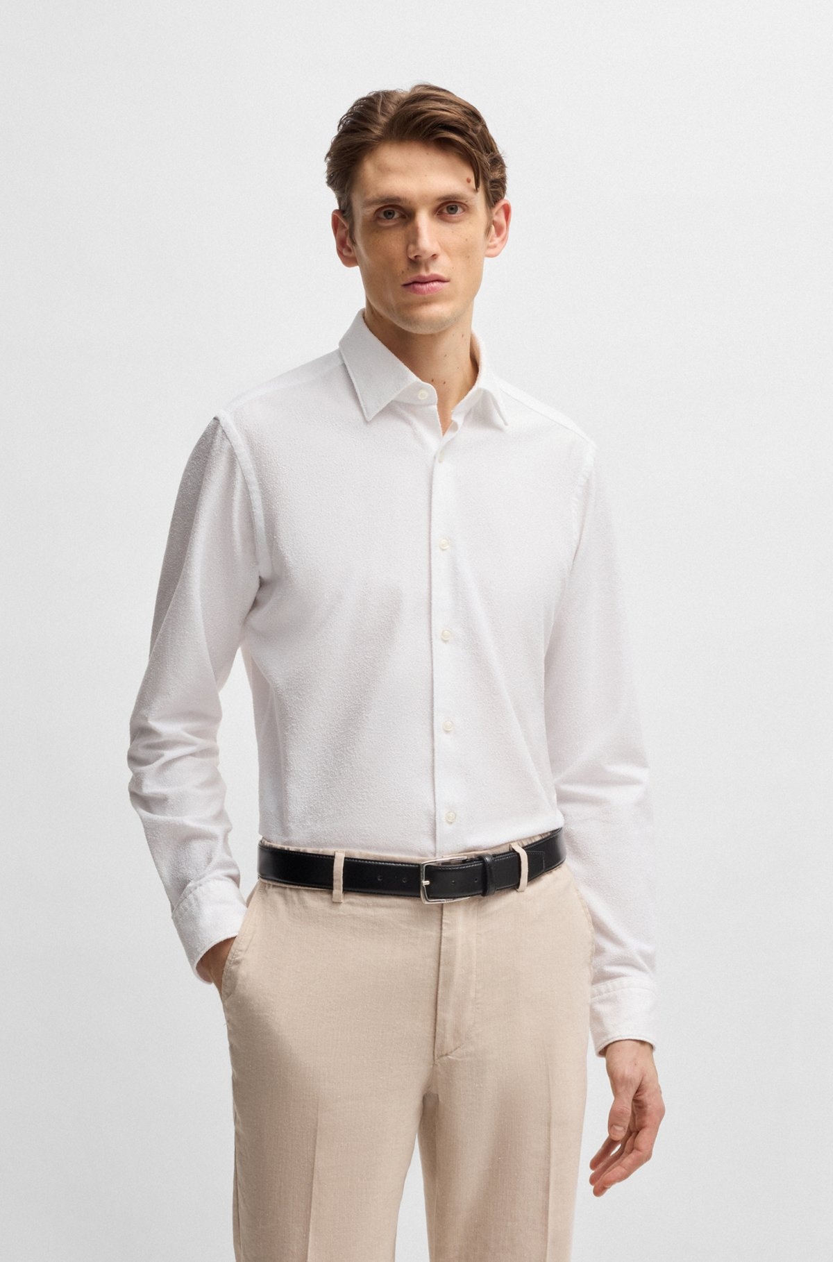 REGULAR-FIT SHIRT IN ITALIAN-MADE BOUCLÉ - 2
