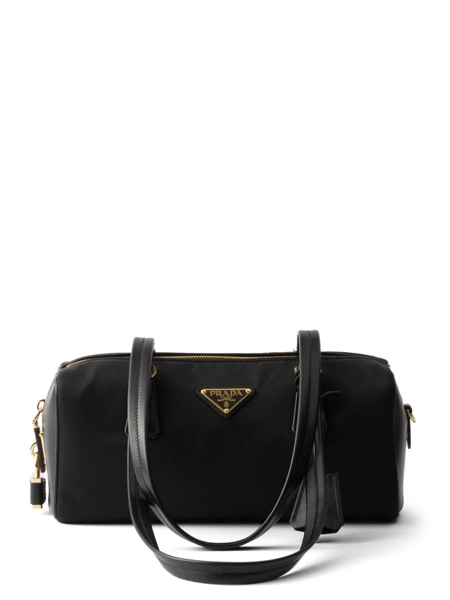 Prada Re-Nylon And Leather Medium Top-Handle Bag With Padlock - 1
