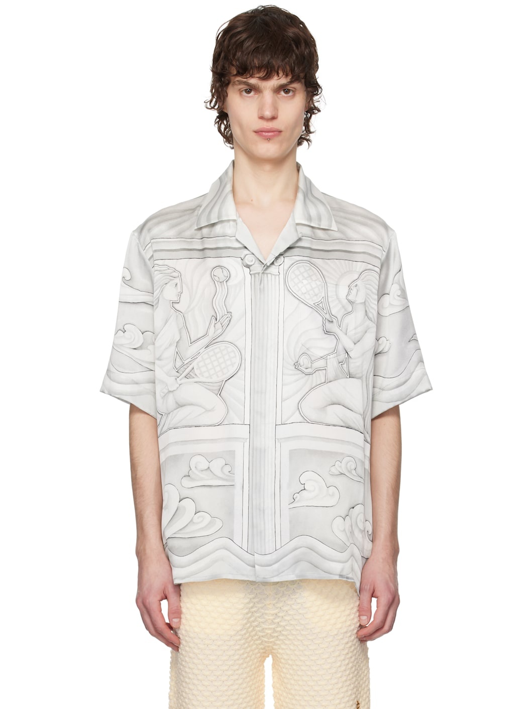 Gray Sacred Stone Silk Shirt - 1