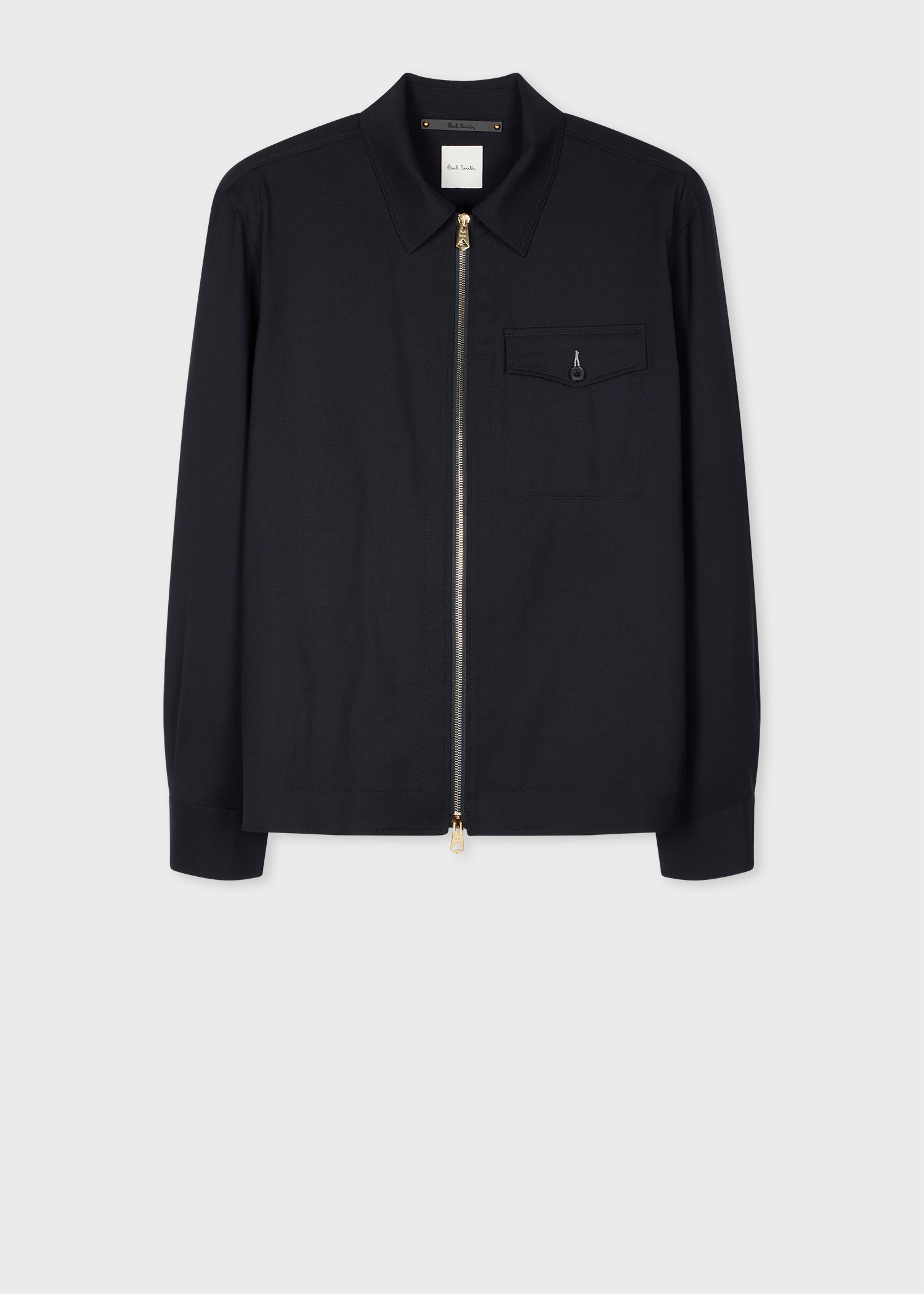 Dark Navy Bi-Stretch Wool Zip Jacket - 1