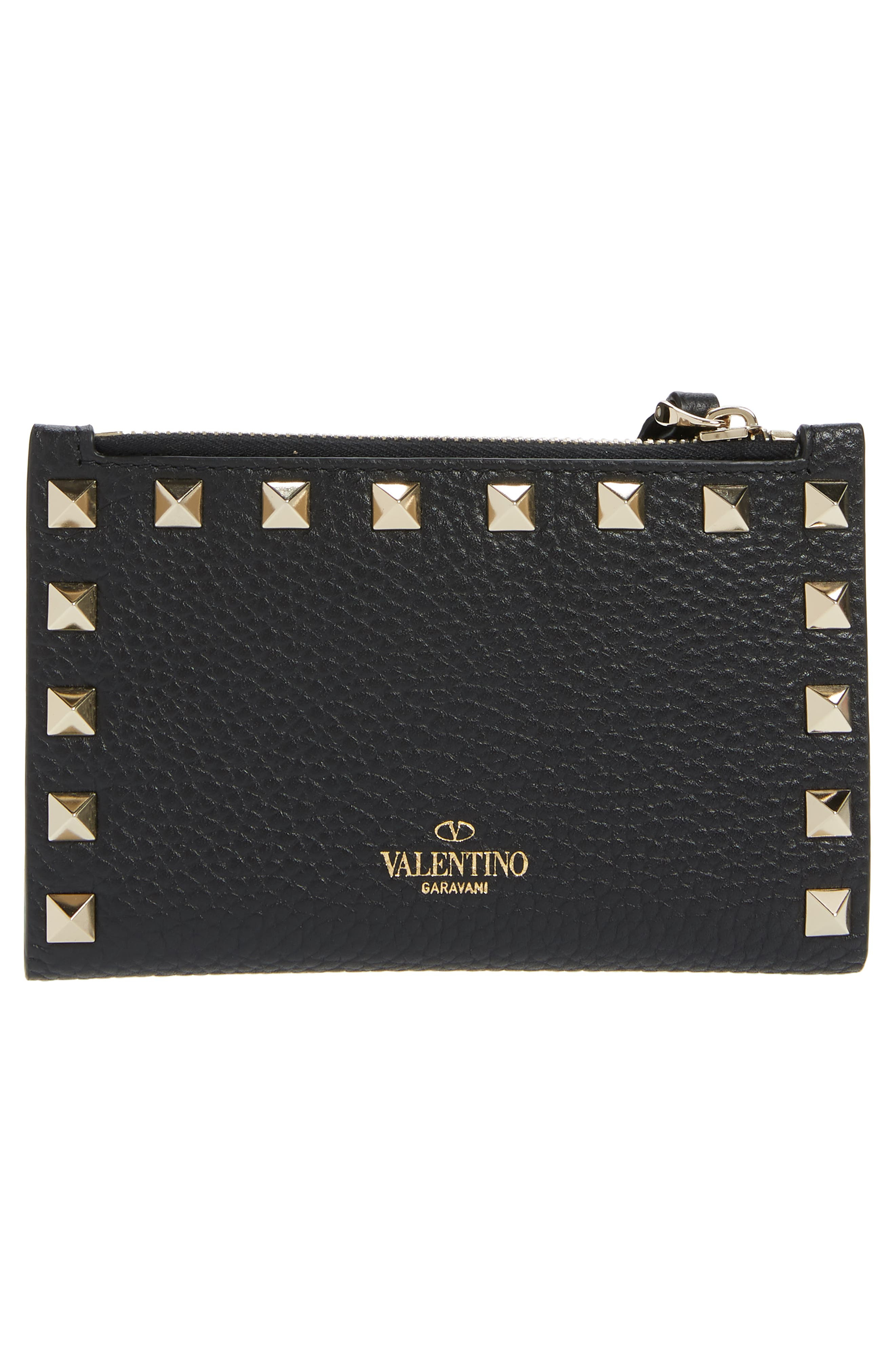 Valentino Garavani Rockstud Zip Coin & Card Pouch in Nero at Nordstrom - 5