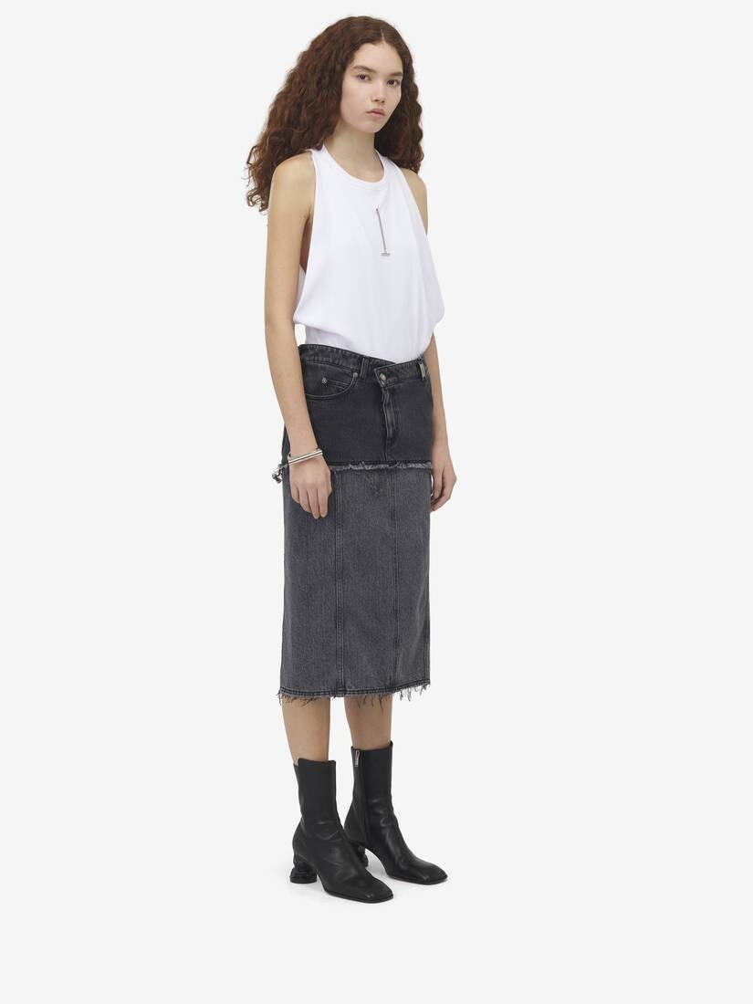 Two-tone Denim Skirt - 3