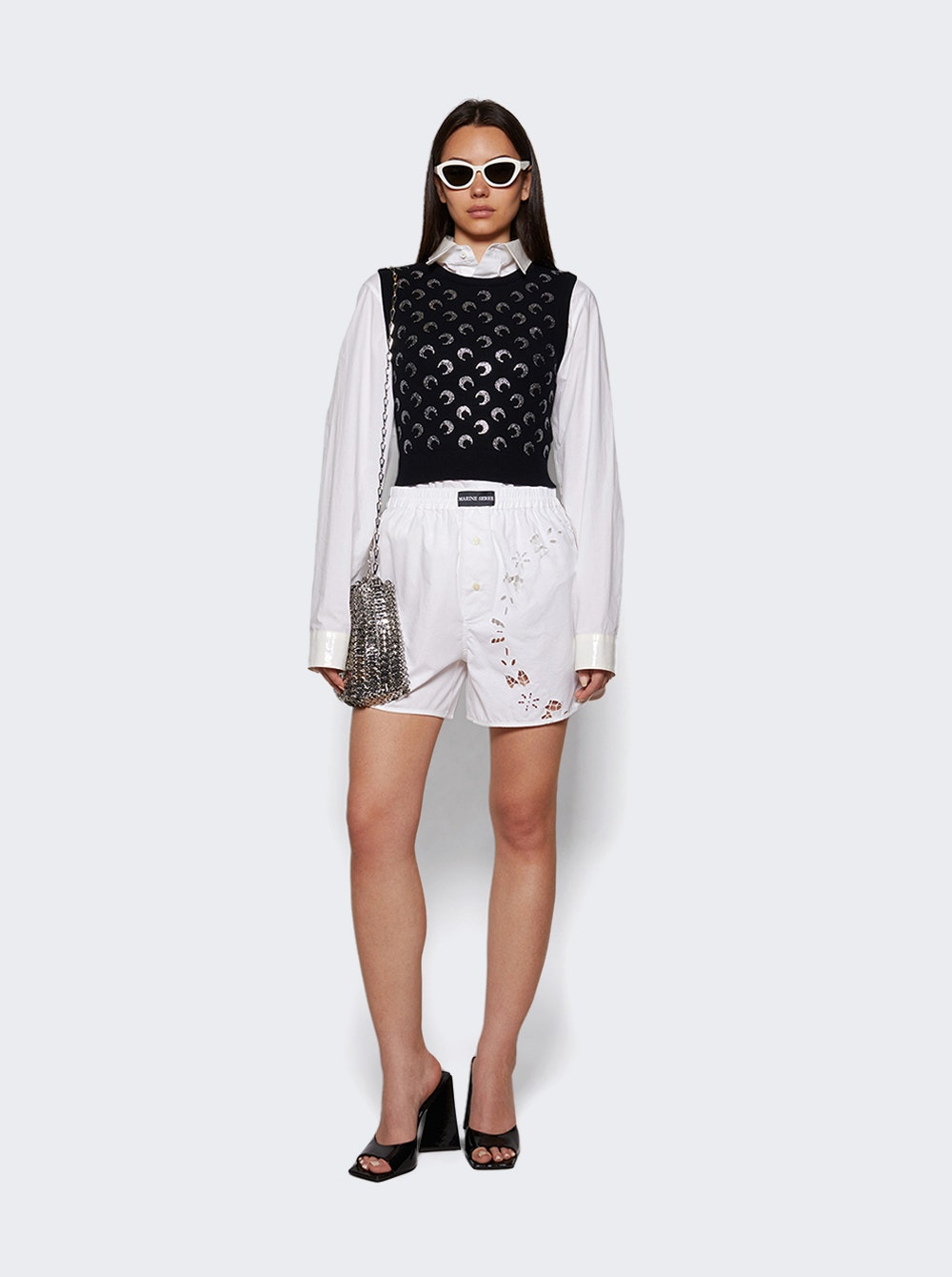 Moon Strass Knit Vest Black - 5