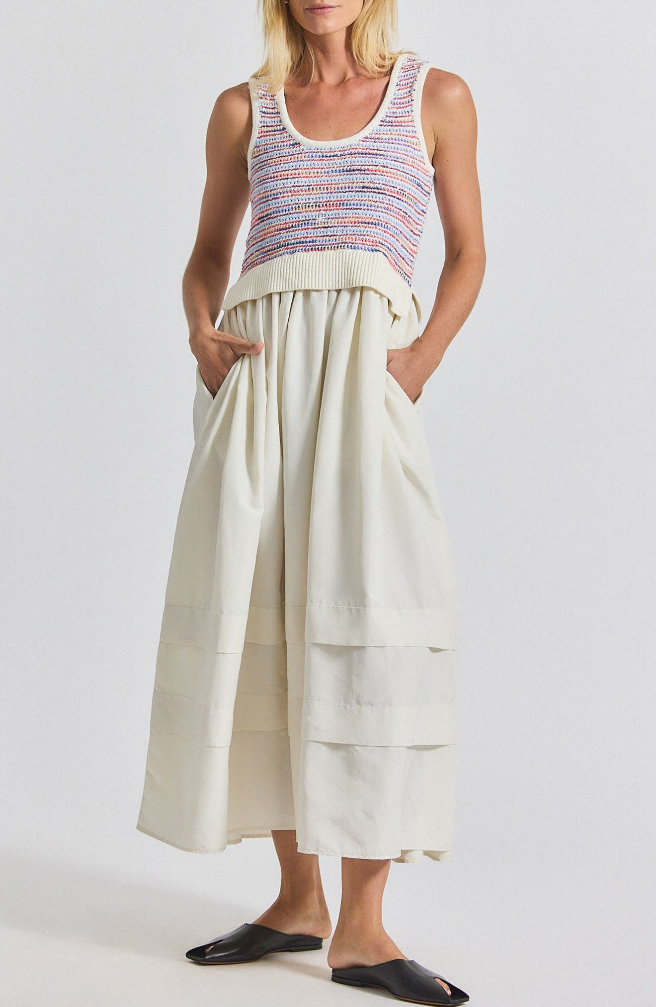 Derek Lam 10 Crosby Loewel Space Dye Mixed Media Dress in Raspberry Multi at Nordstrom - 1
