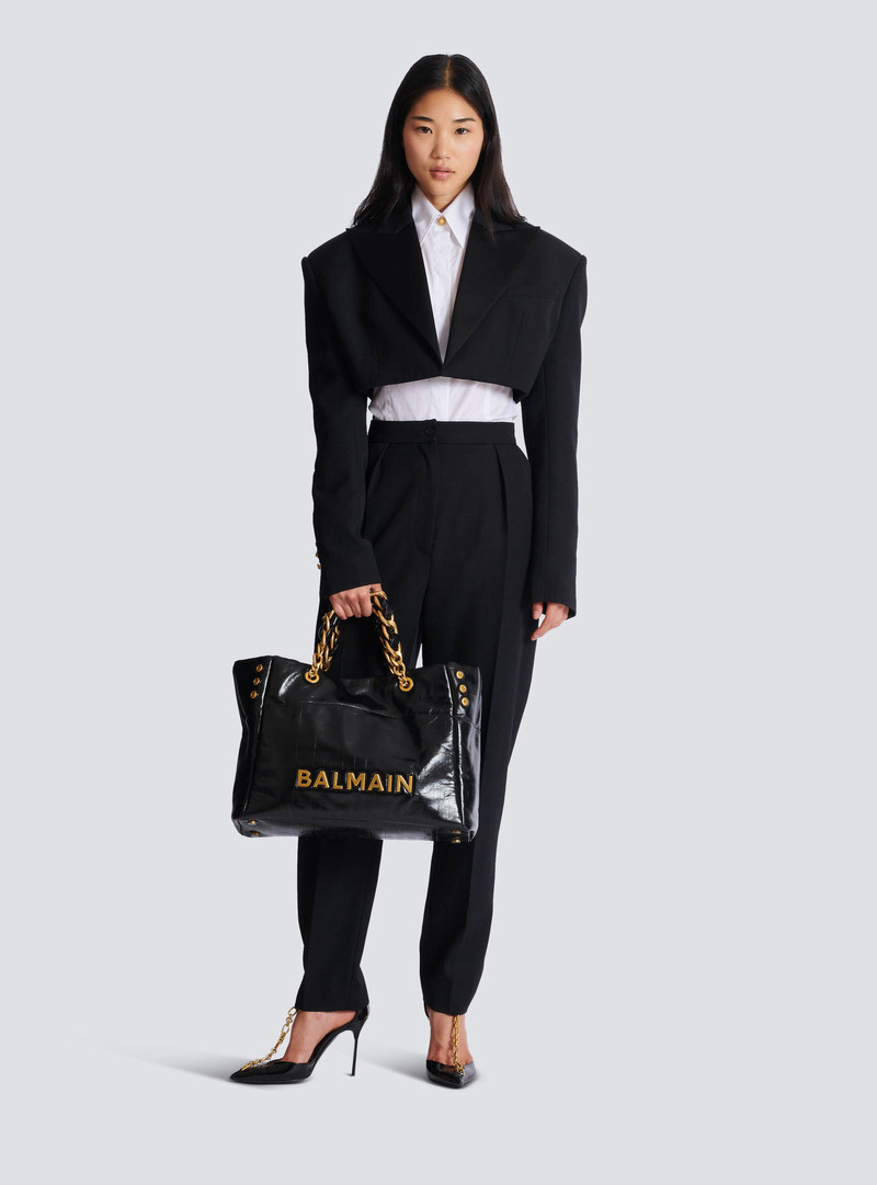 Balmain 1945 Soft crackled leather tote bag outlook