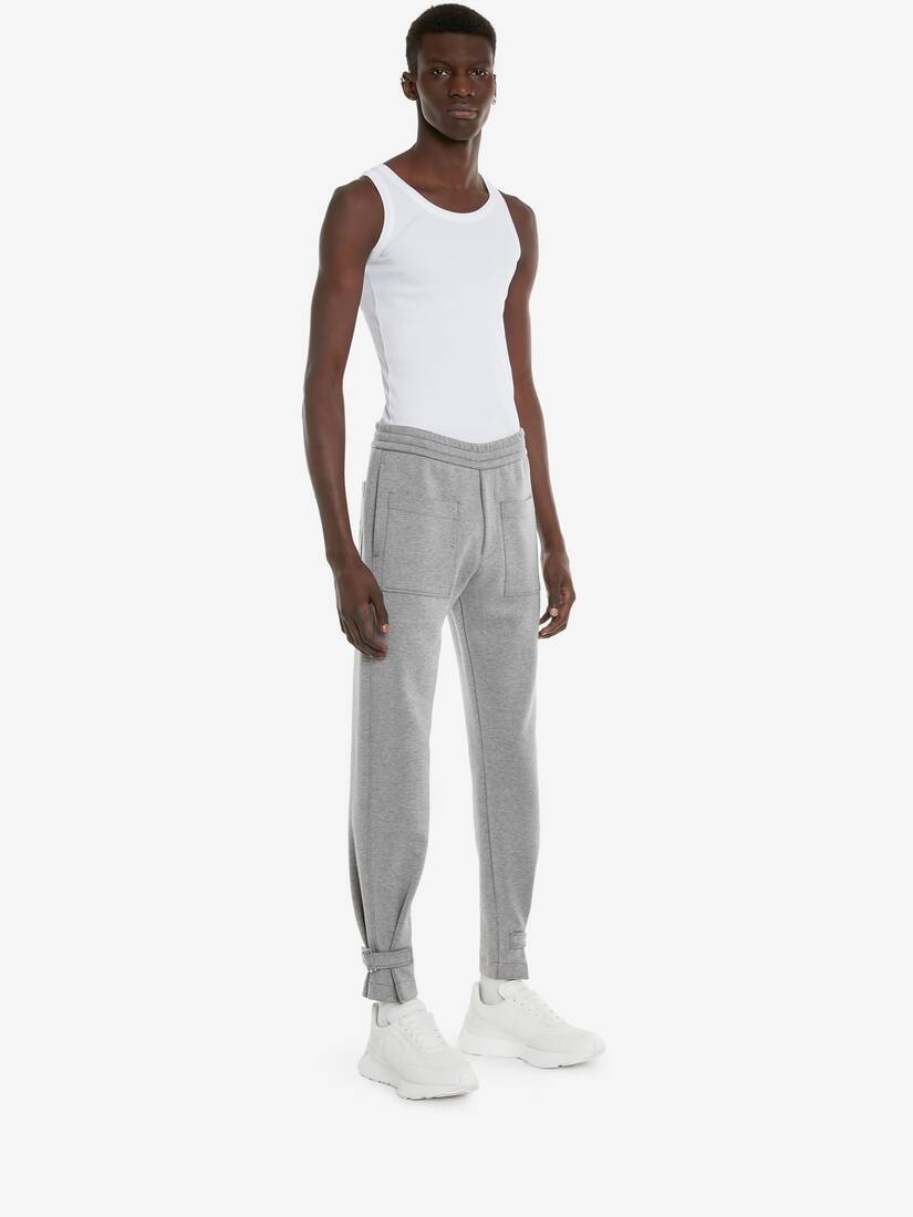 Men's Double Jersey Joggers in Pale Grey - 3