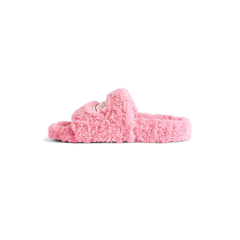 BALENCIAGA Women's Furry Slide Sandal in Sweet Pink outlook