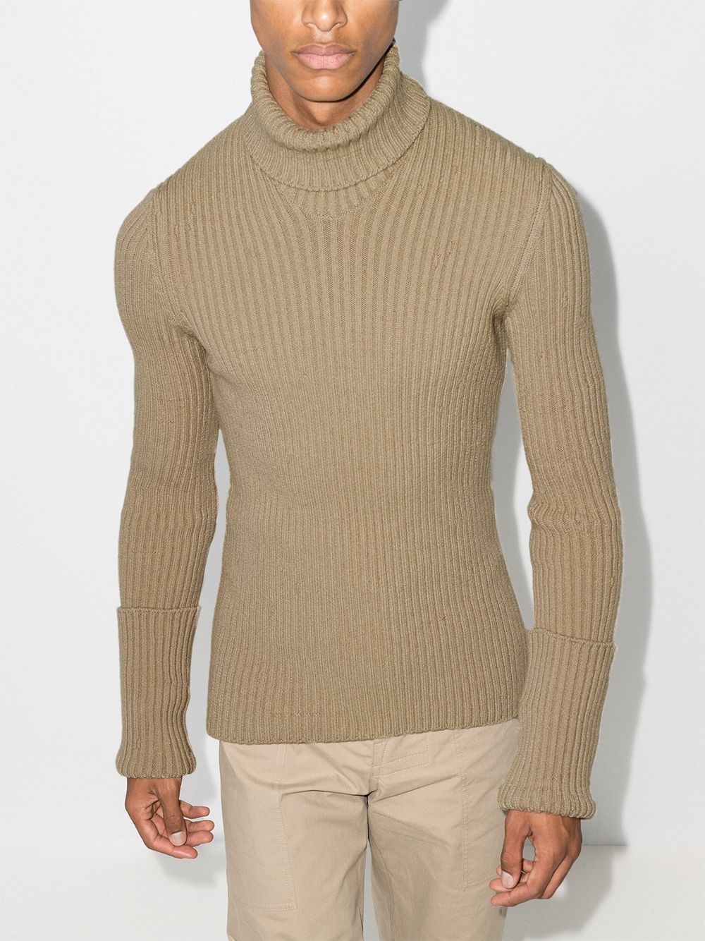 cut-out ribbed-knit turtleneck jumper - 2