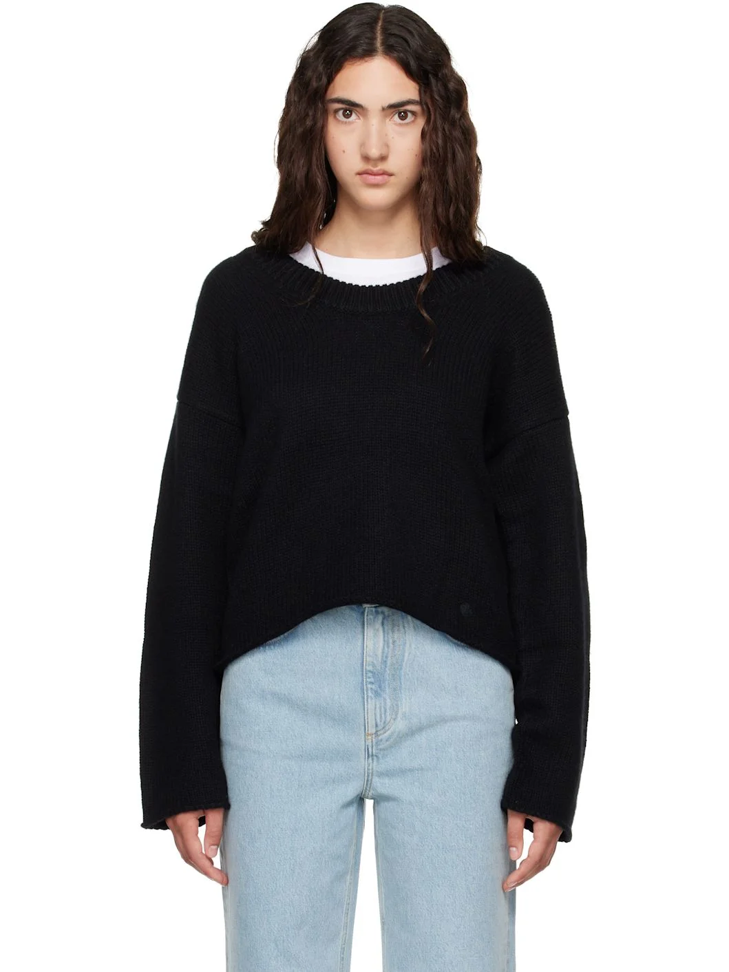 Black DERRY LDS U Neck Cashmere Sweater - 1