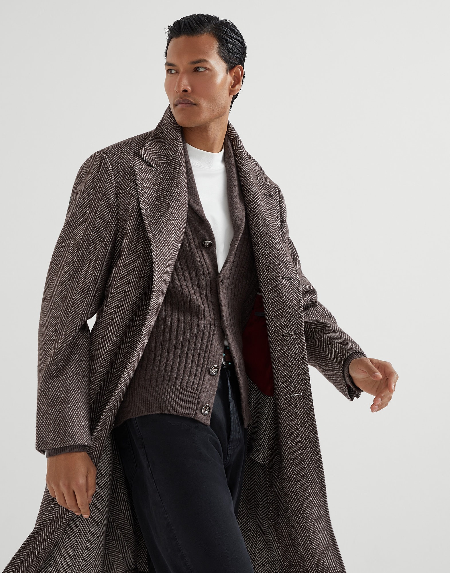 Cashmere flat rib cardigan with metal buttons - 4