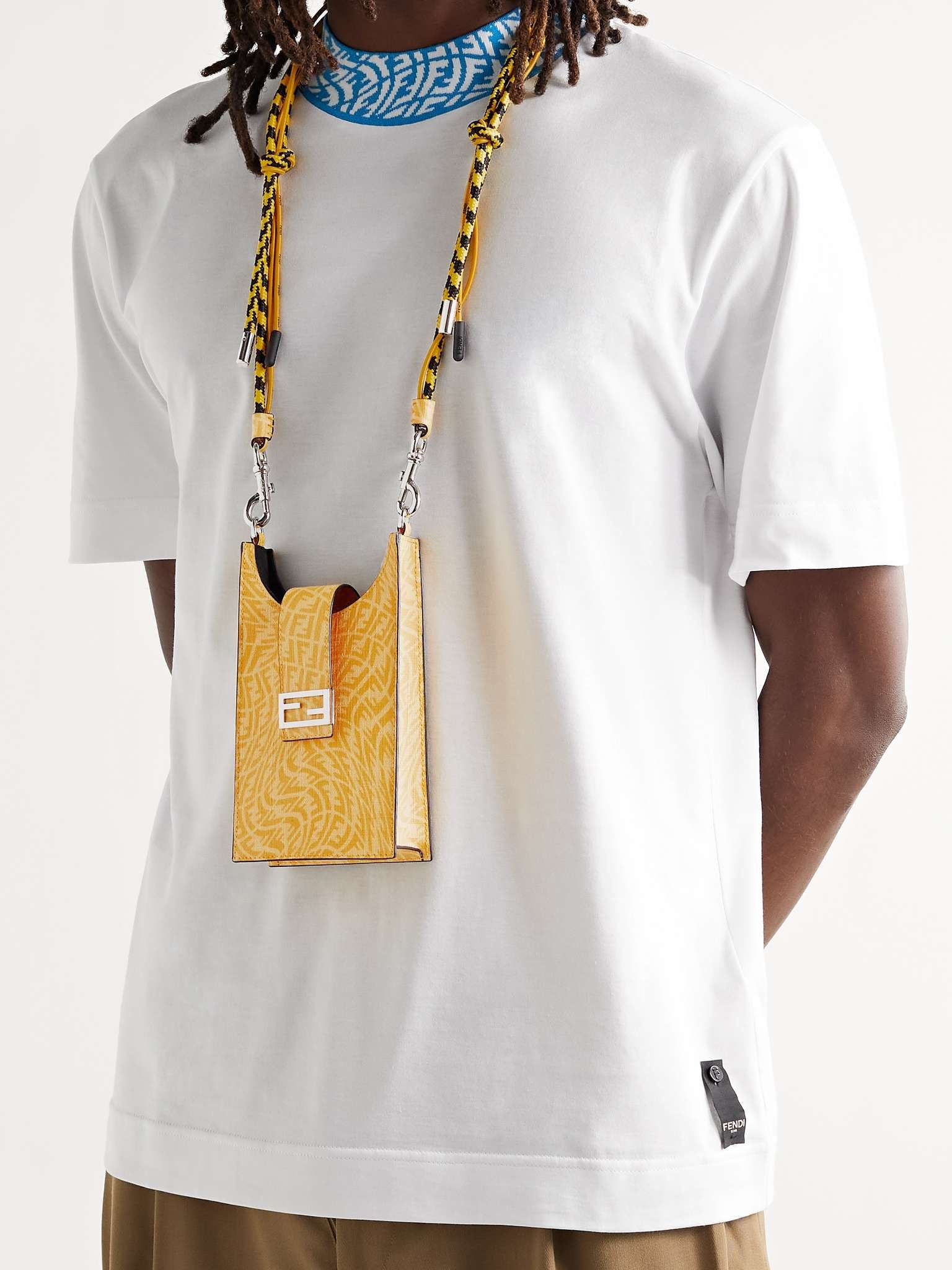 Logo-Print Coated-Canvas Phone Pouch with Lanyard - 5