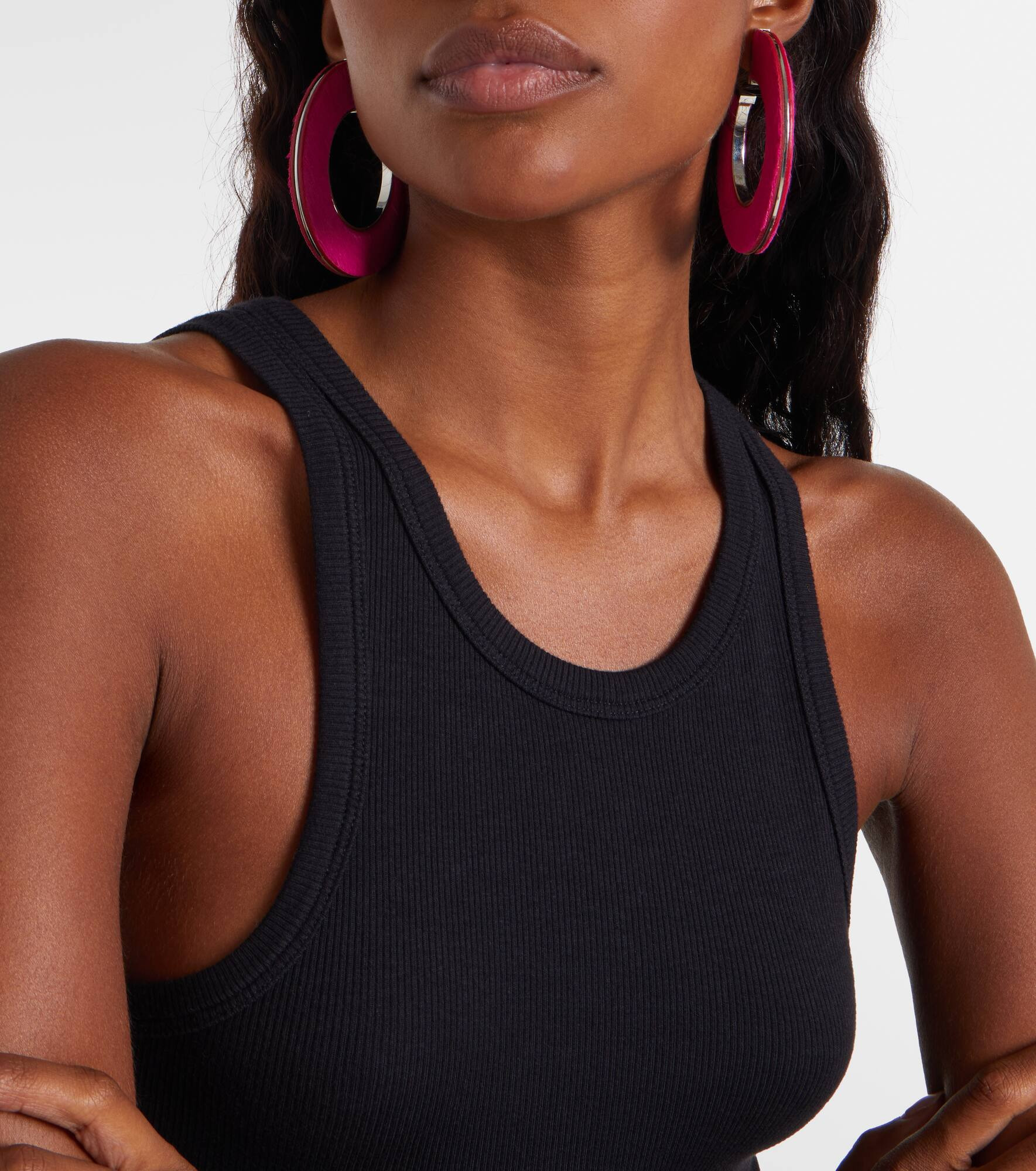 Leather-trimmed earrings - 6