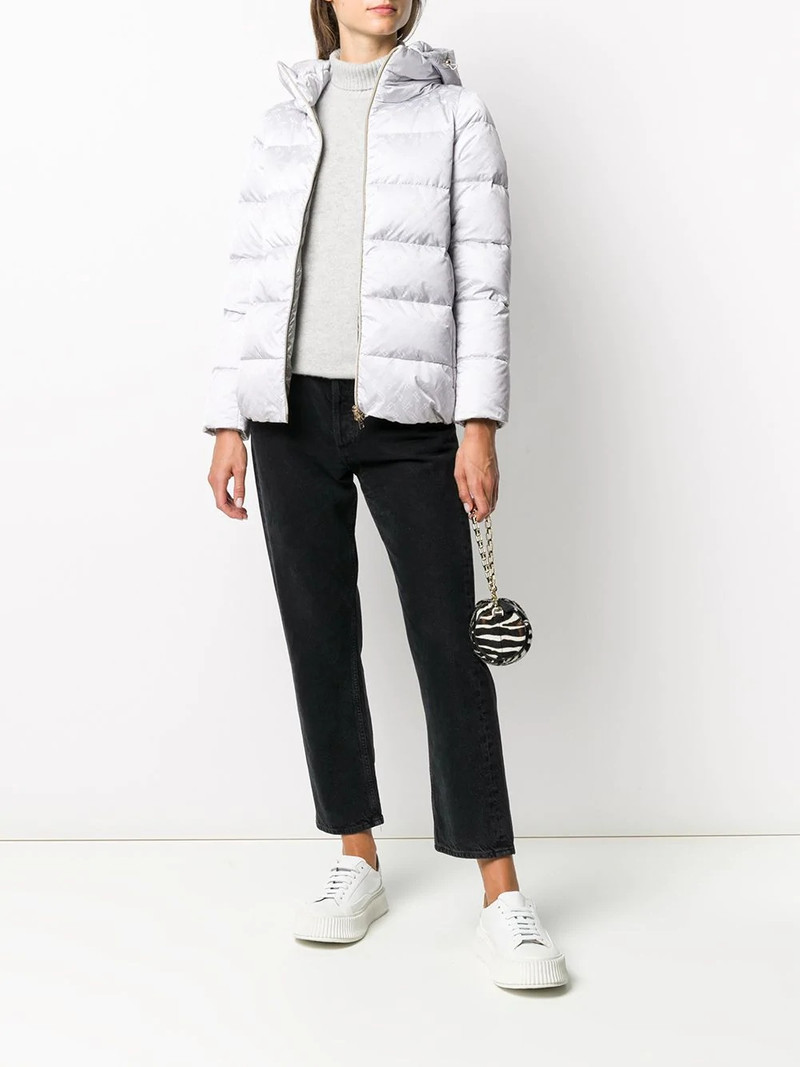 Herno logo pattern puffer jacket outlook