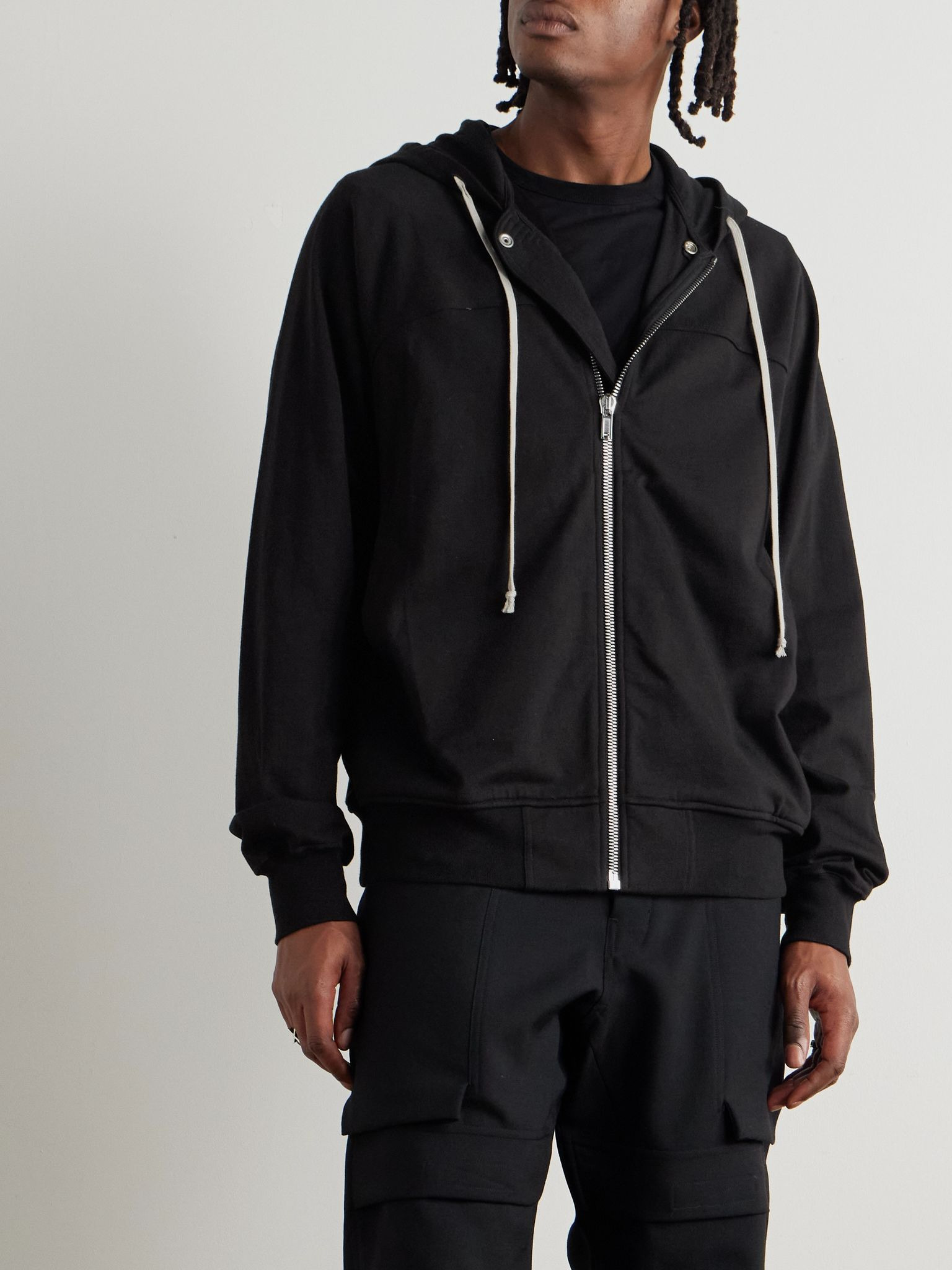 Cotton-Jersey Zip-Up Hoodie Black - 3