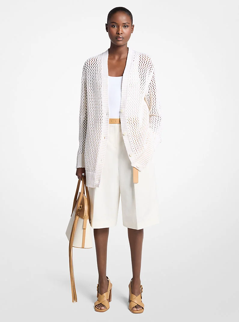 Hand-Crocheted Cotton and Cashmere Cardigan - 1