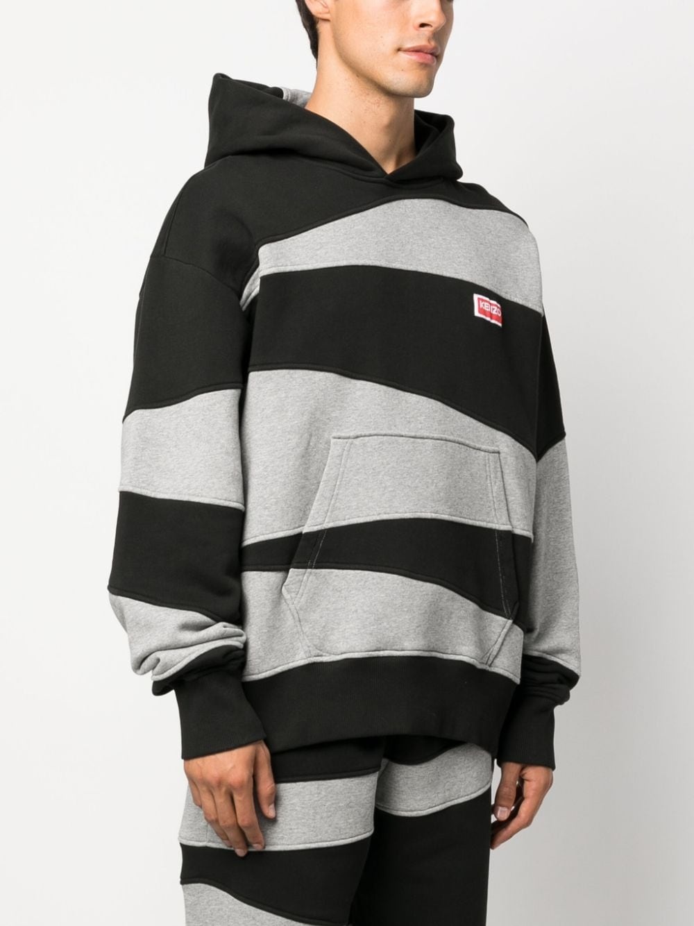 panelled cotton hoodie - 3
