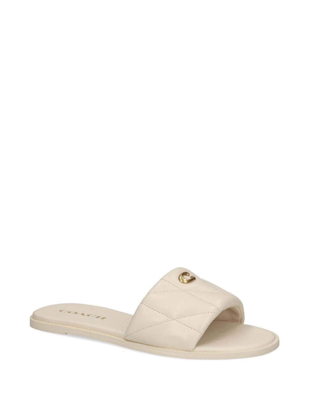 logo-plaque leather slides - 2