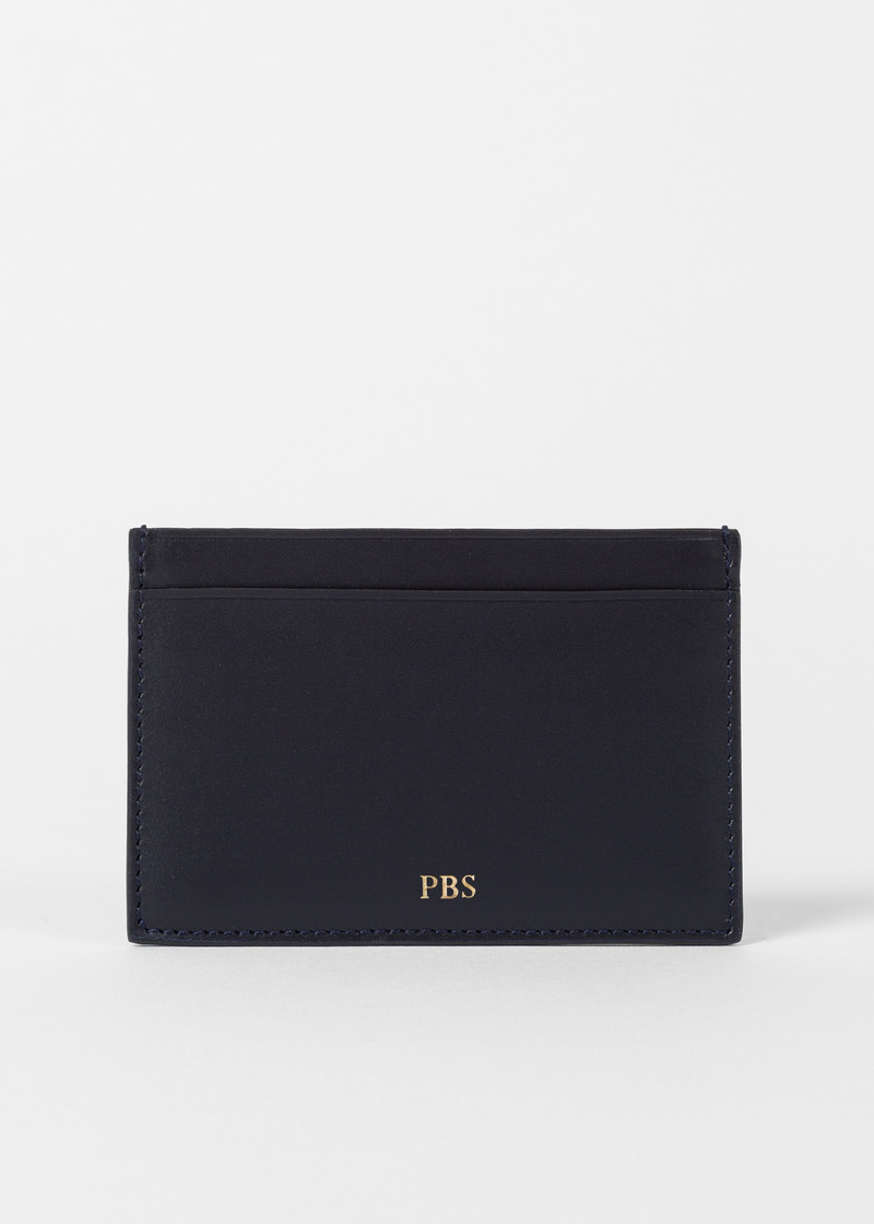 Paul Smith Navy Calf Leather Monogrammed Card Holder outlook