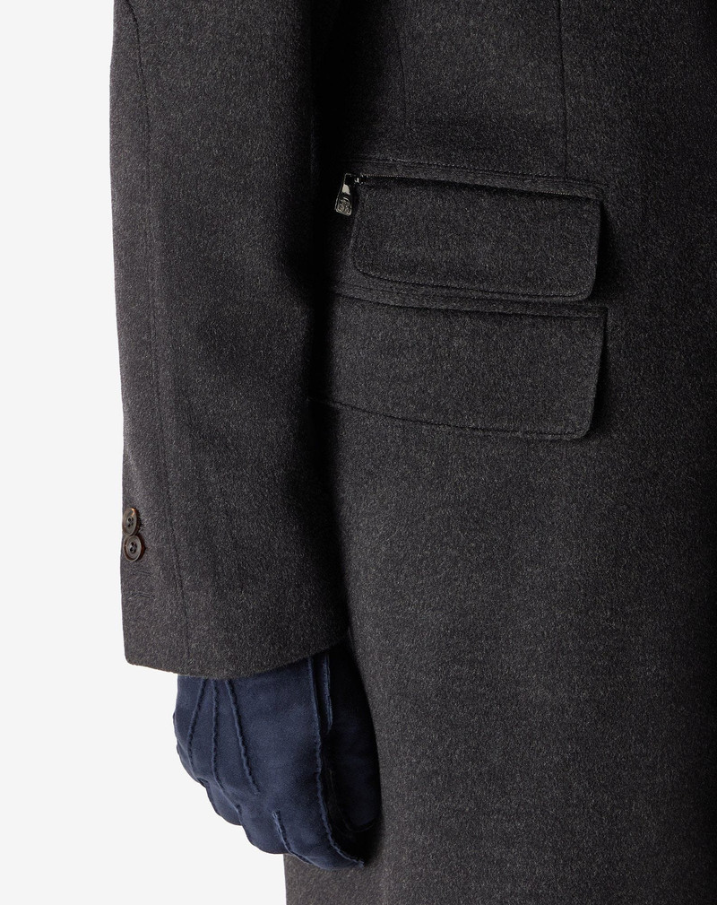 Anthracite melange grey pure wool coat with detachable vest 5