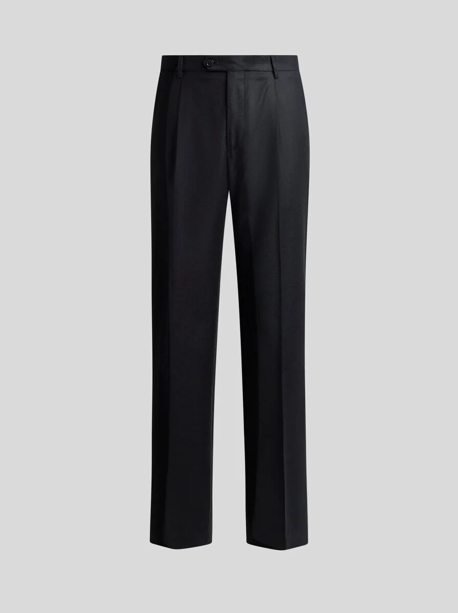 WOOL FLANNEL TROUSERS WITH CREASE DETAIL - 1