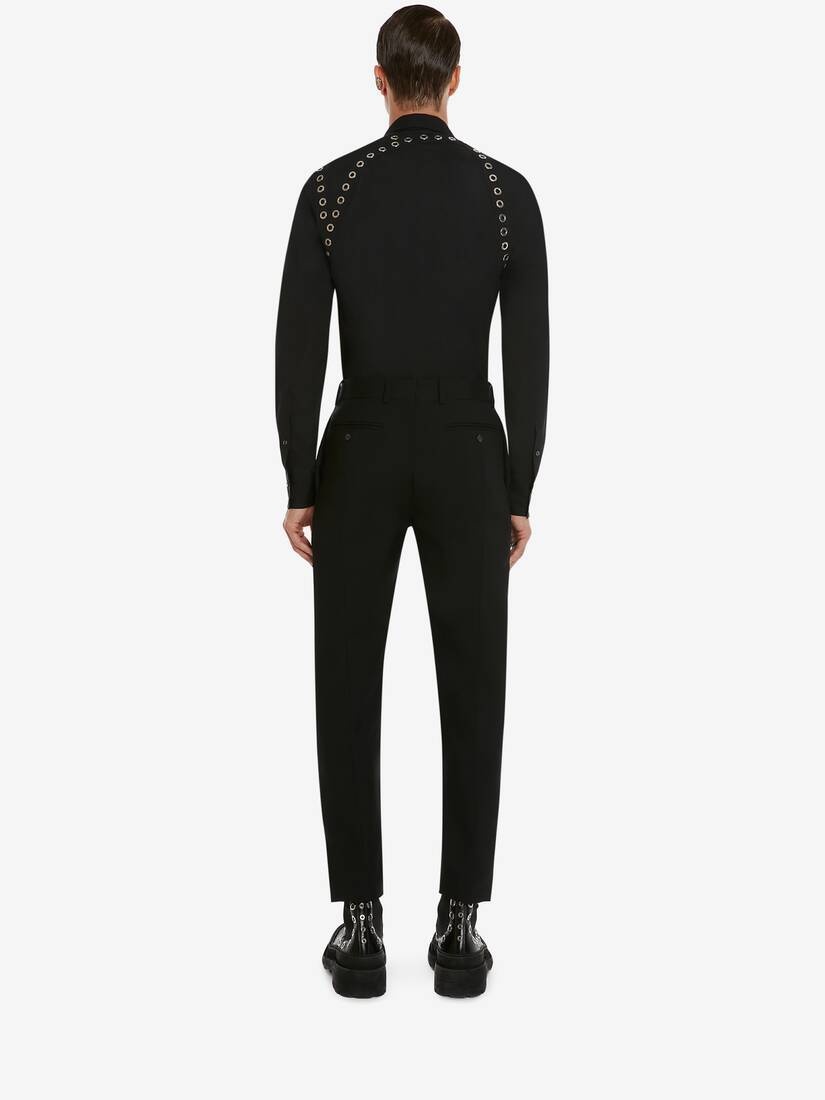 Men's Eyelets Harness Shirt in Black - 4